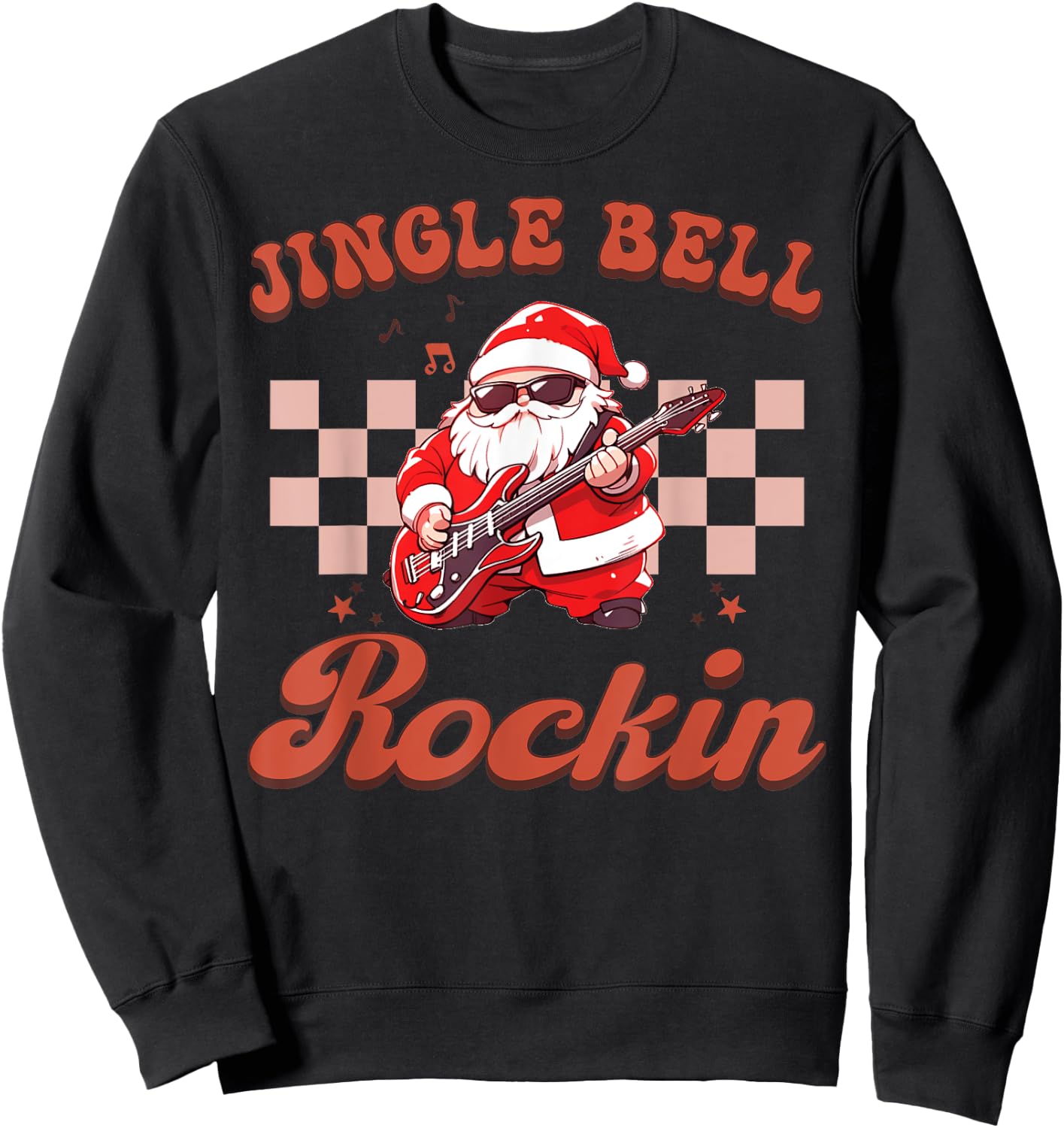 Jingle Bell Rocking Cute Christmas Rock n Roll Guitar Retro Sweatshirt - Sweatshirt | Black