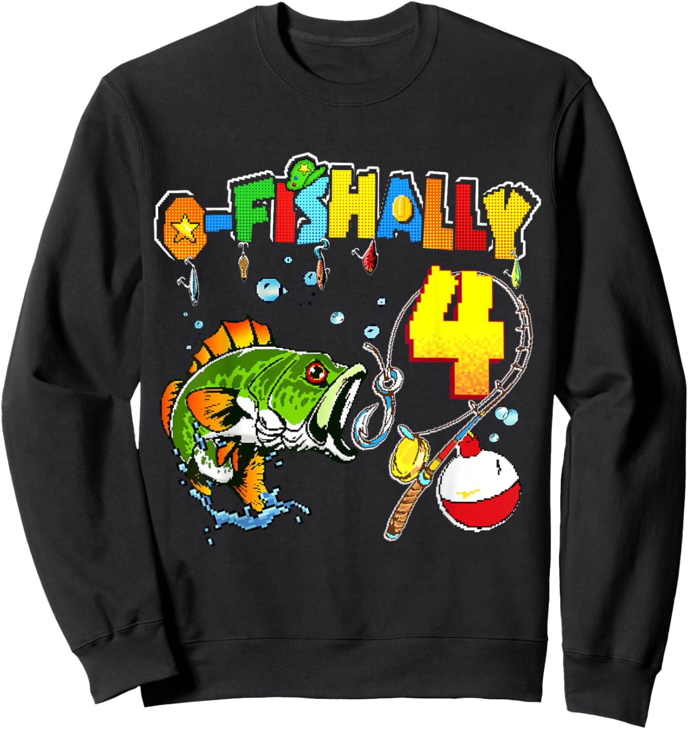 O’fishally 4 Kids 4th Birthday Theme For Boys And Girls Sweatshirt - Sweatshirt | Black