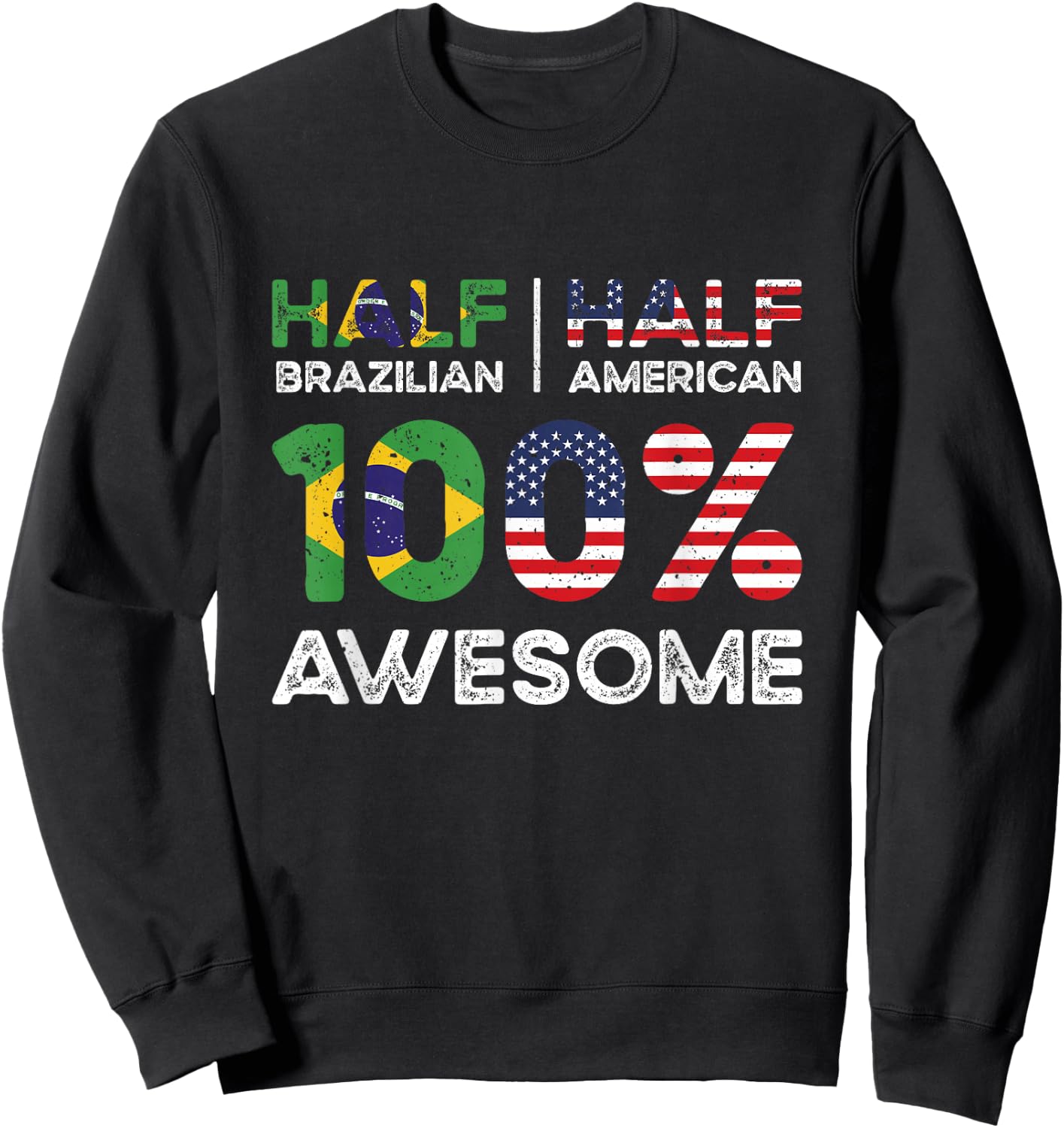 Brazilian American Patriot USA Grown Brazil US Flag Sweatshirt - Sweatshirt | Black