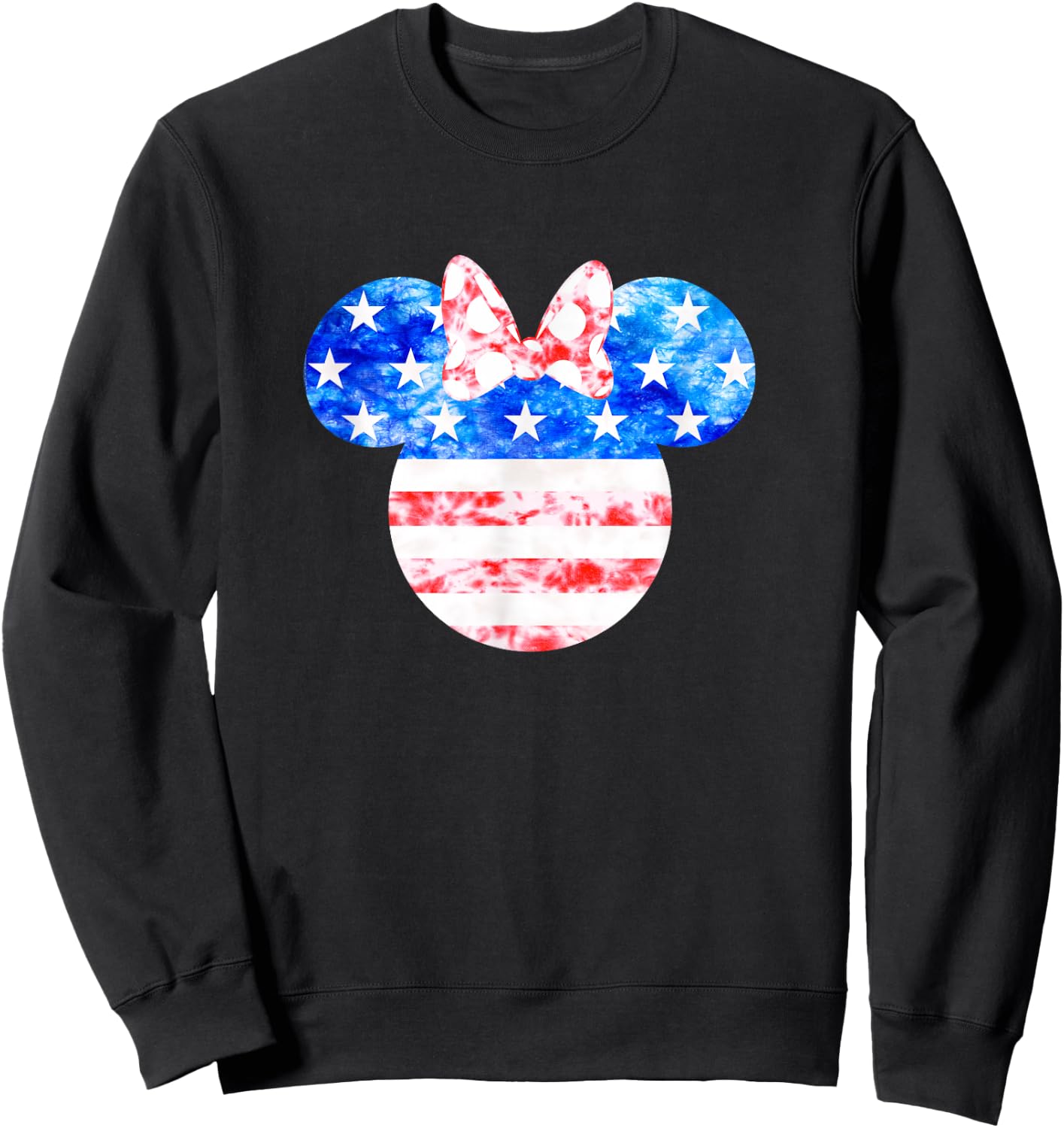 Disney Minnie Mouse American Flag Tie Dye Sweatshirt - Sweatshirt | Black