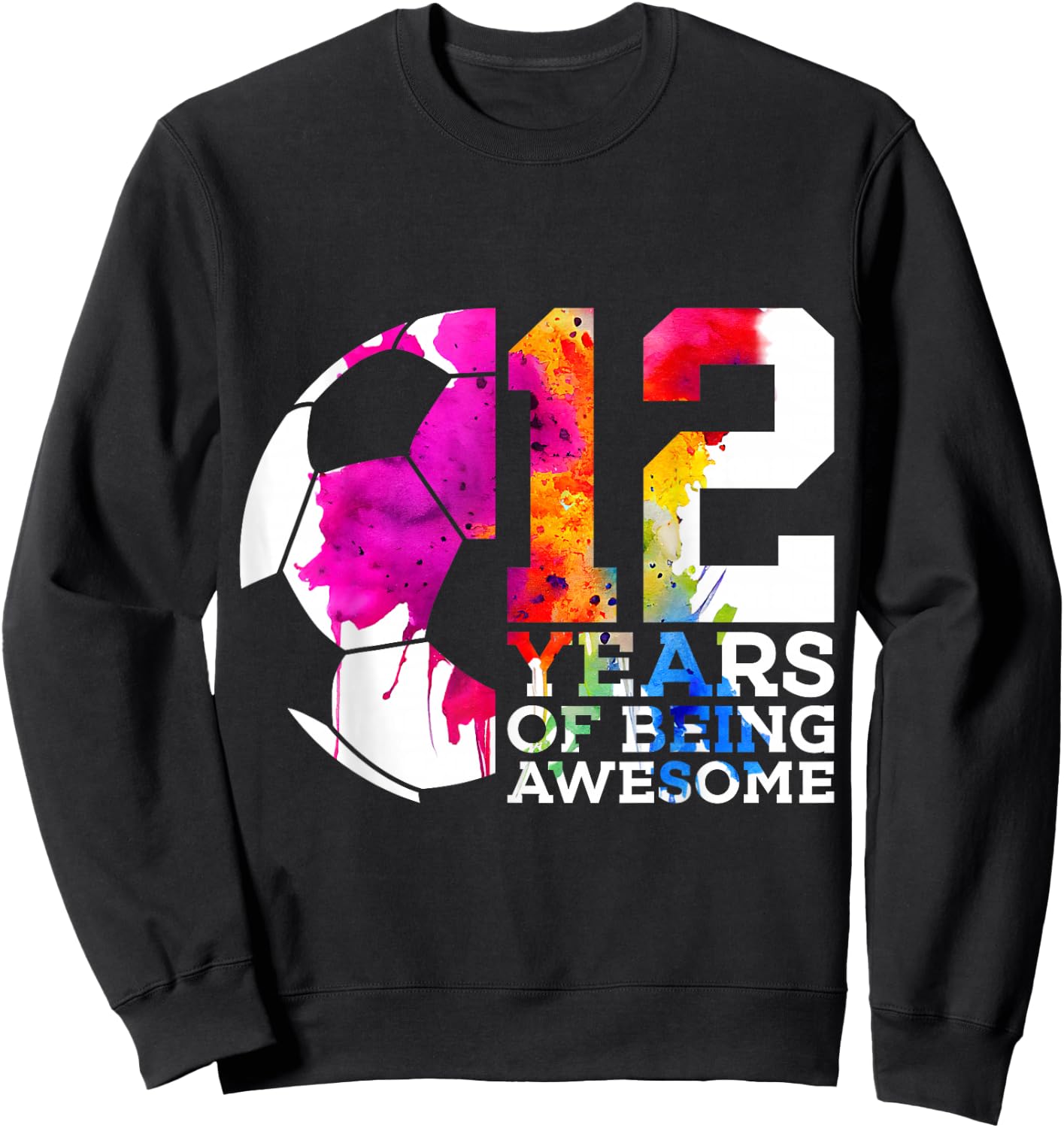 12 Years of Being Awesome Football 12th Birthday Sweatshirt - Sweatshirt | Black