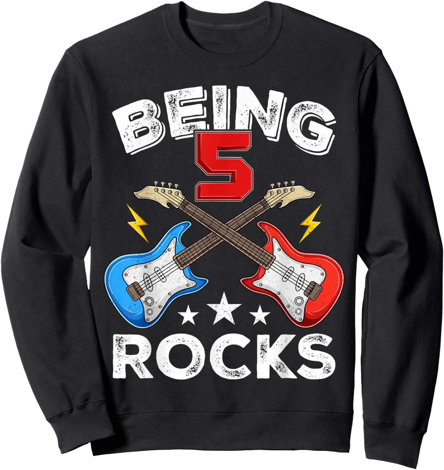 Being 5 Rocks Guitar Five Years Boy Kids Funny 5th Birthday Sweatshirt - Sweatshirt | Black