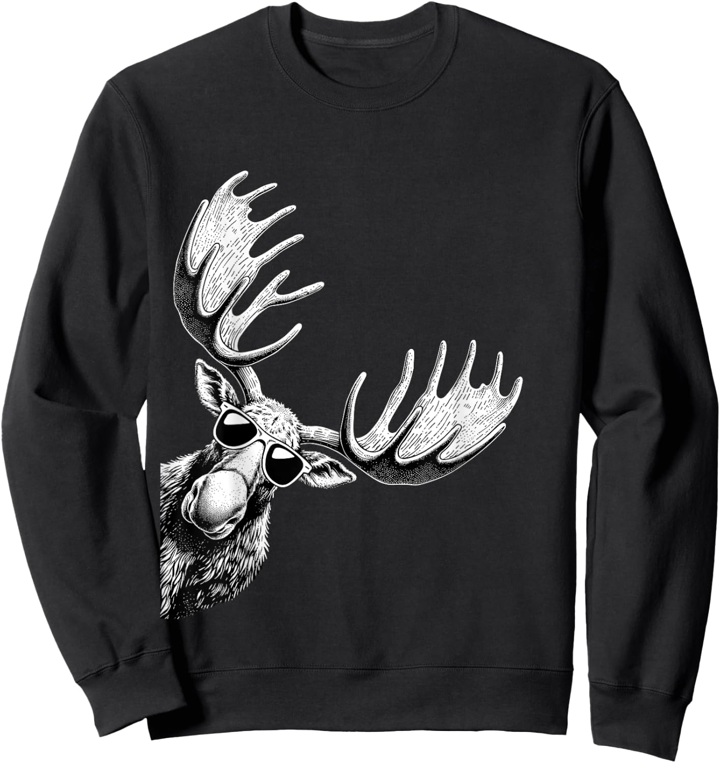Funny Moose Wearing Sunglasses Alaska Moose Lovers Sweatshirt - Sweatshirt | Black