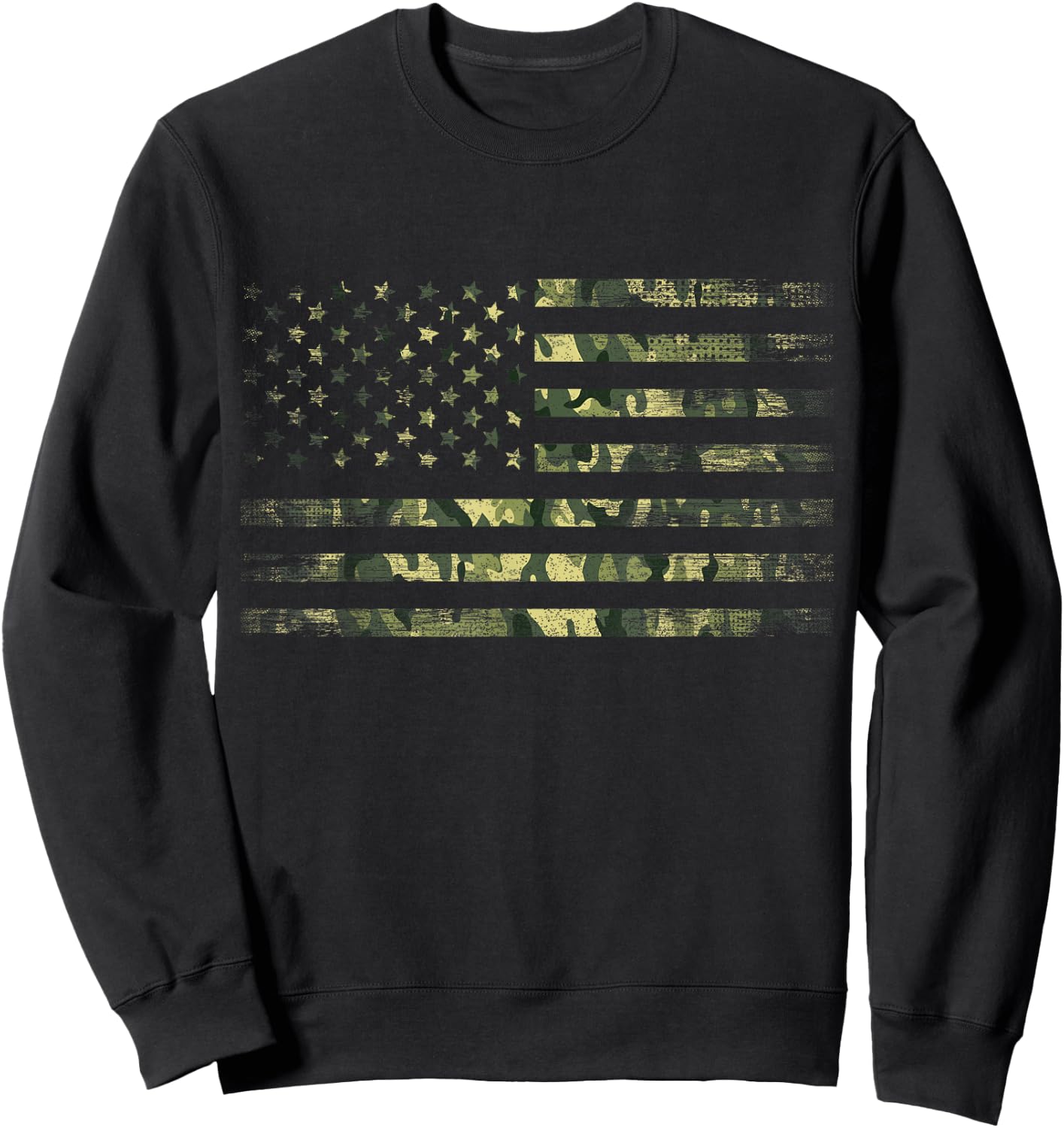 American USA Flag Green Camouflage Sweatshirt - Sweatshirt | Black