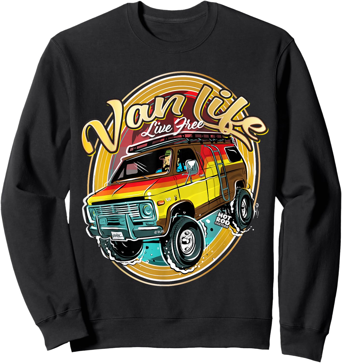 Retro Van Life Sweatshirt - Sweatshirt | Black