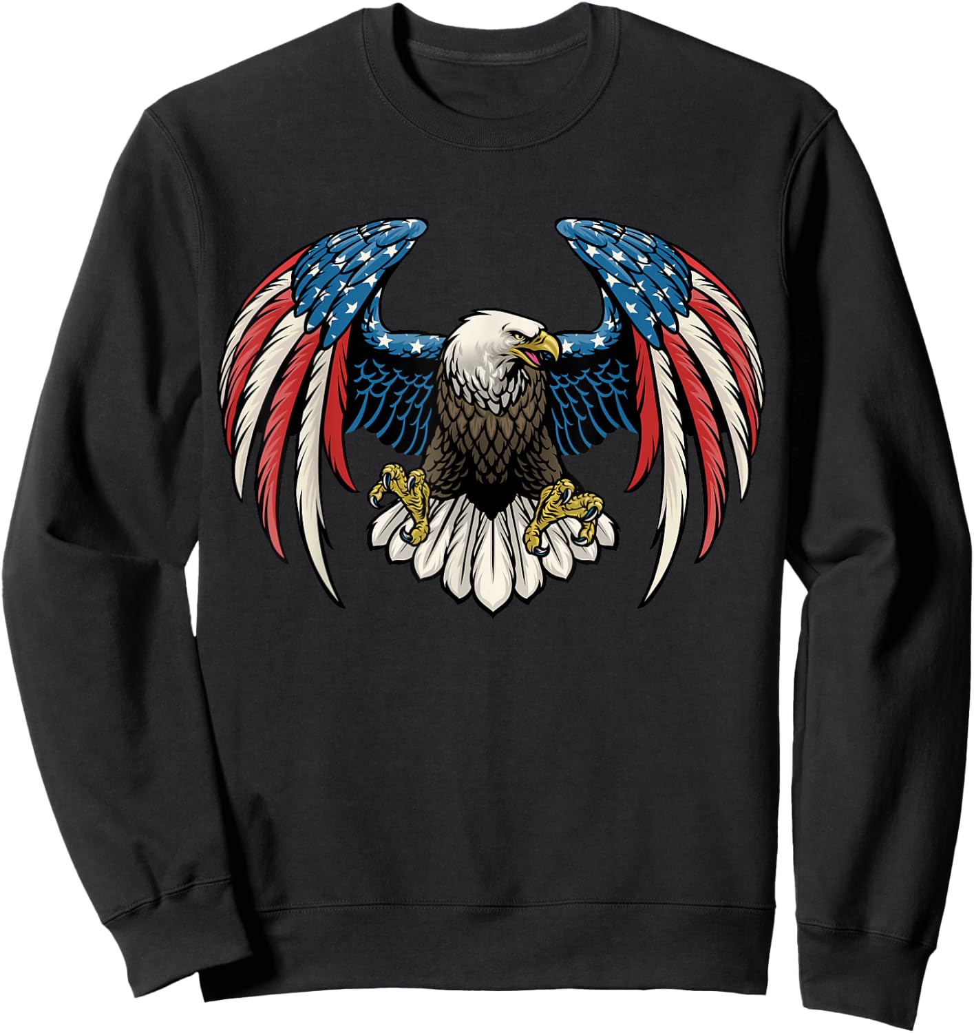 Bald Eagle With American Flag Sweatshirt - Sweatshirt | Black