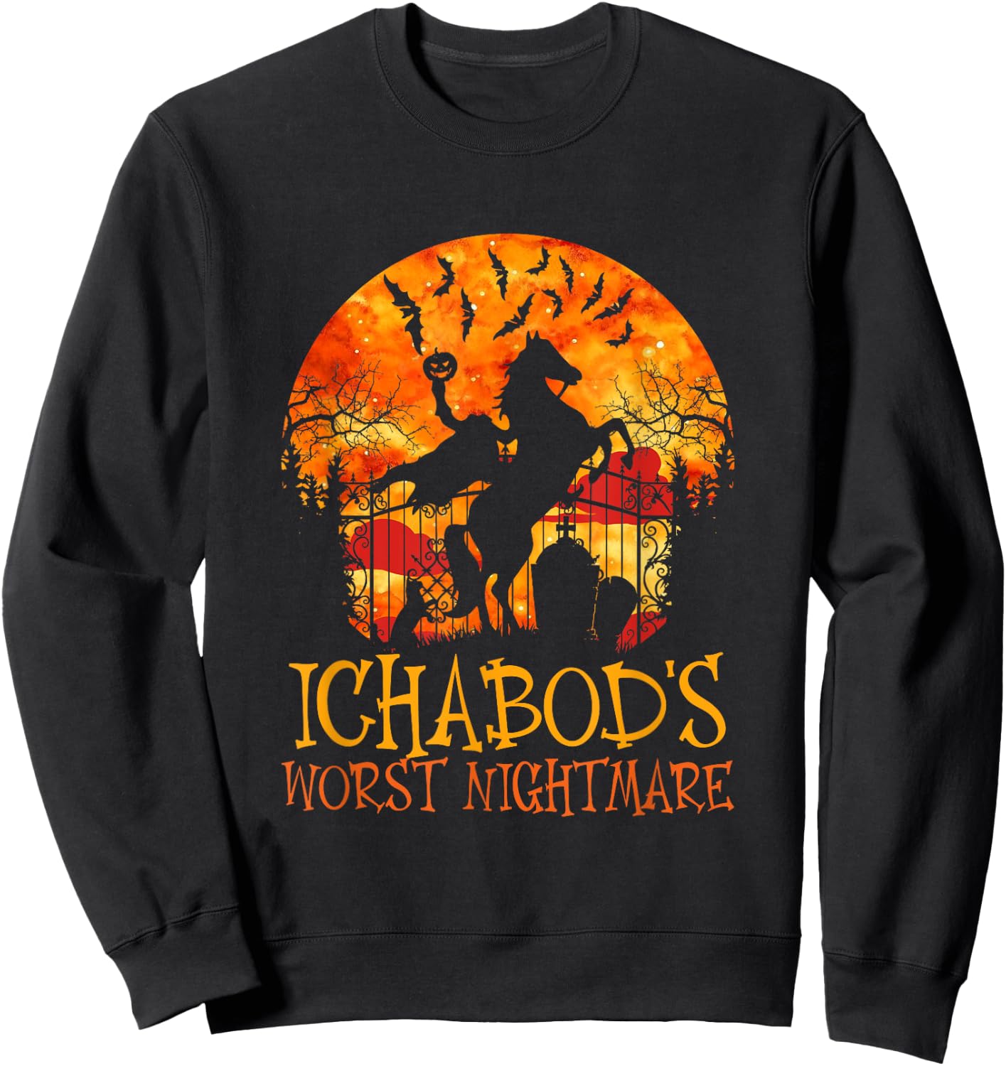 Ichabod's Worst Nightmare, Headless Horseman Halloween Sweatshirt - Sweatshirt | Black
