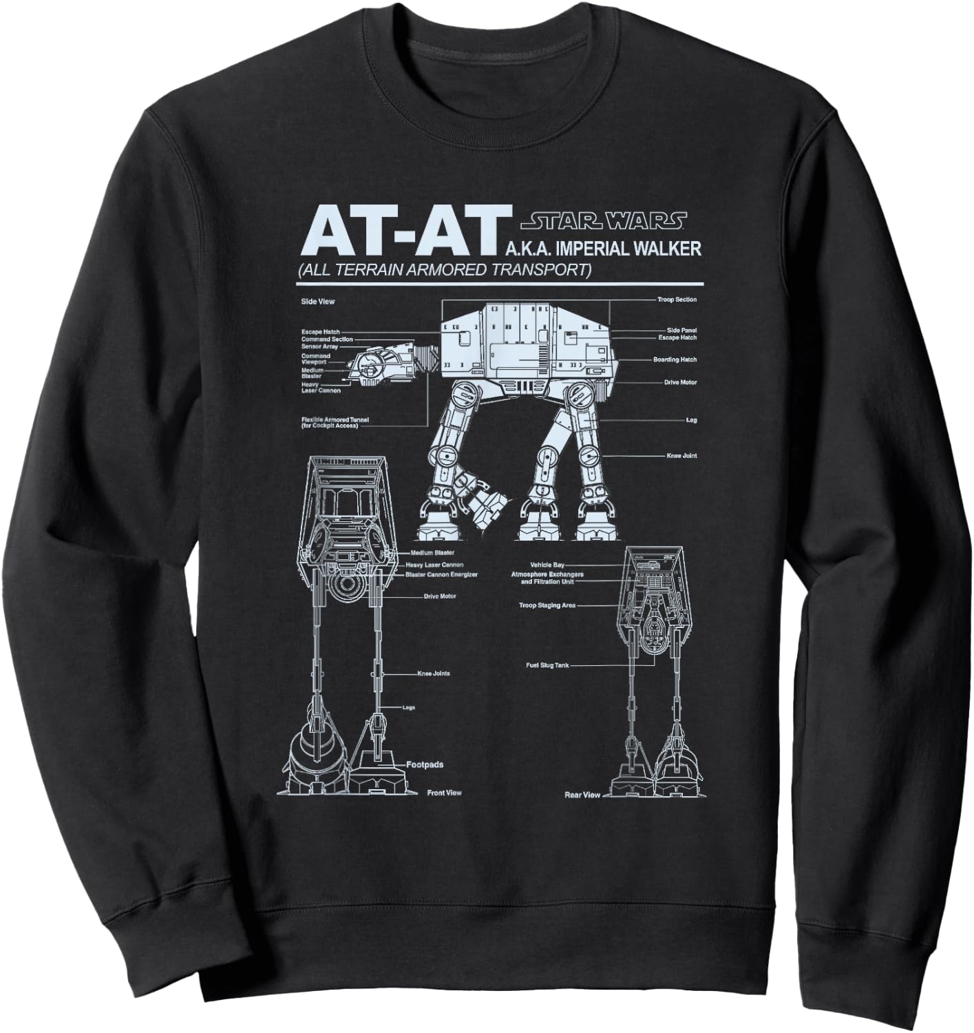 Star Wars AT-AT Imperial Walker Schematics Poster Sweatshirt - Sweatshirt | Black