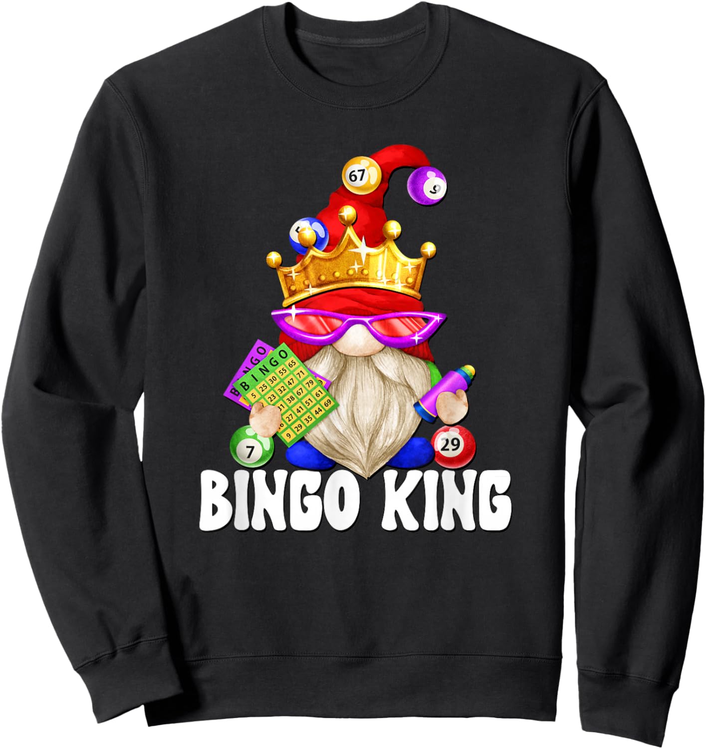 Funny Bingo Player Accessories Grandpa Bingo King Sweatshirt - Sweatshirt | Black