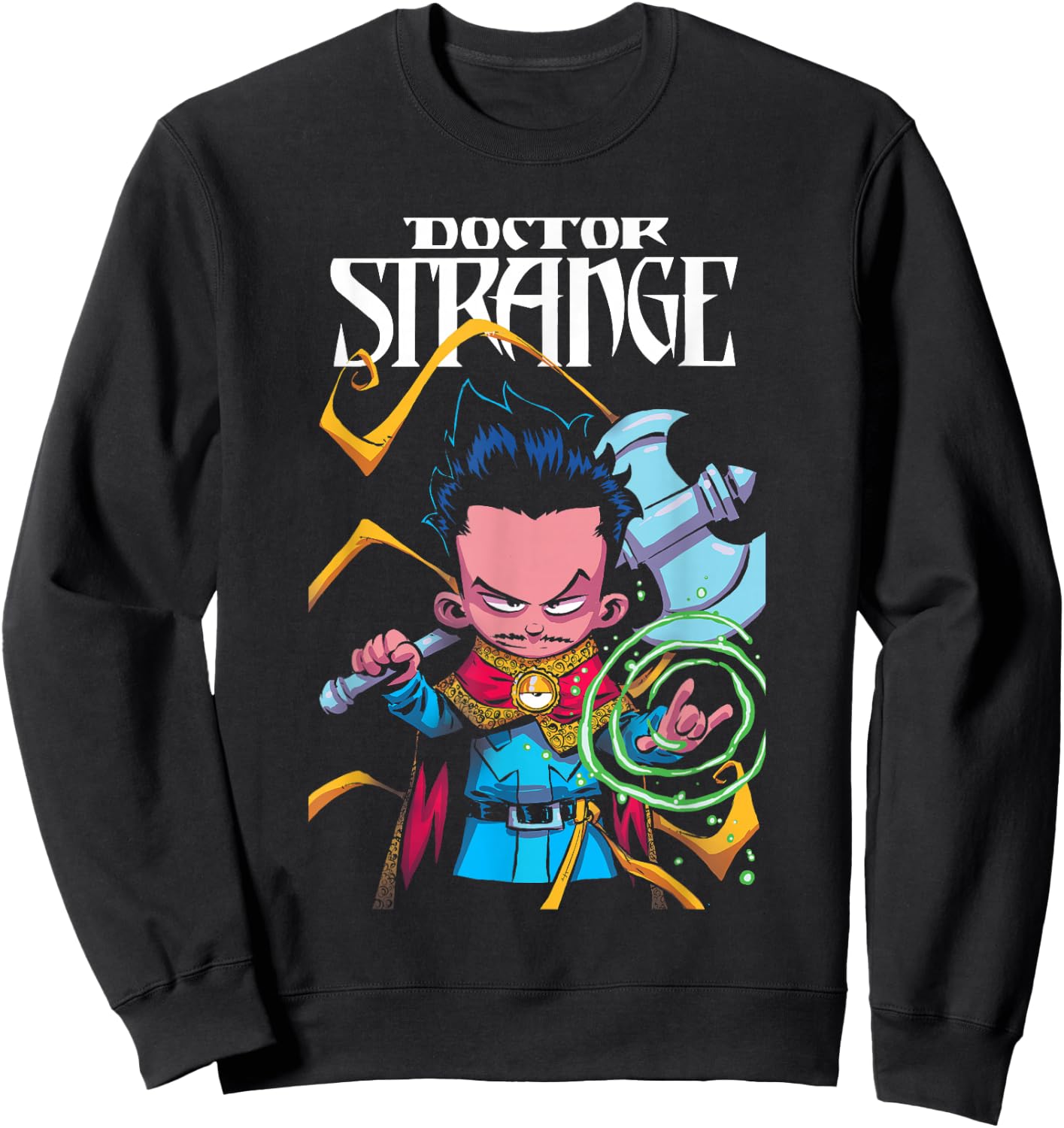 Marvel Comics Retro Classic Dr. Strange Cartoon Chibi Poster Sweatshirt - Sweatshirt | Black