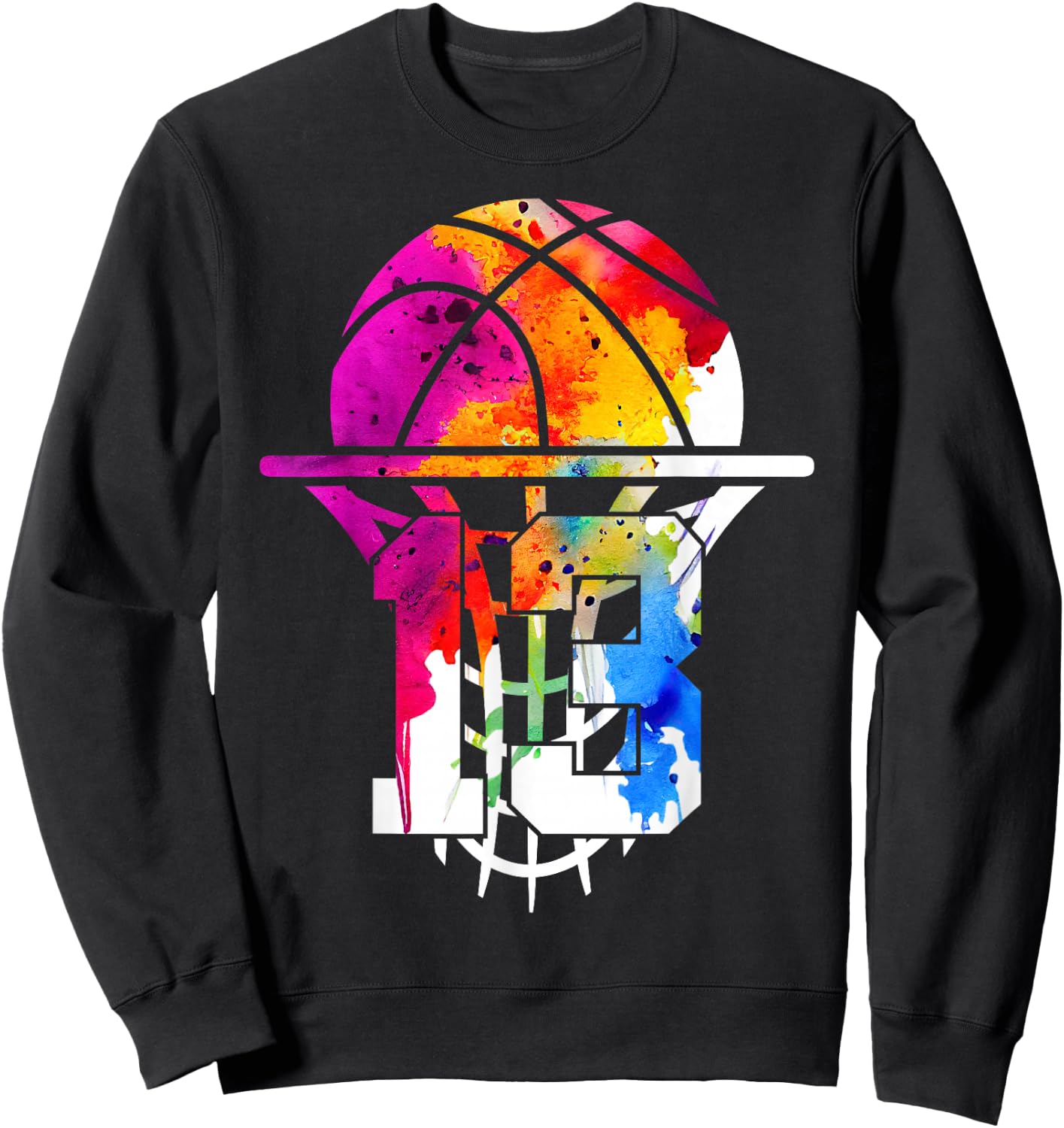 13 Years Basketball 13th Birthday Sweatshirt - Sweatshirt | Black