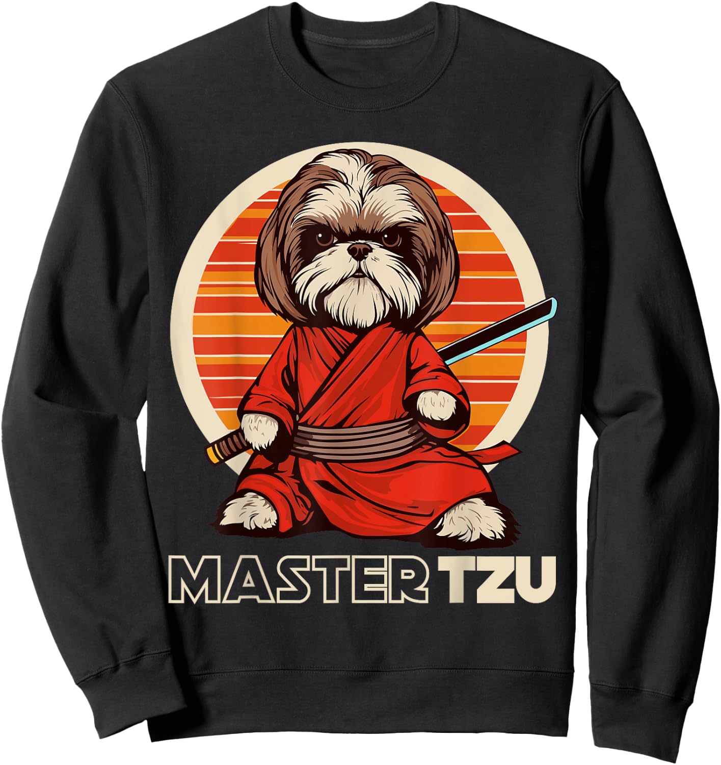 Master Tzu Ninja Shih Tzu Samurai Dog Anime Sweatshirt - Sweatshirt | Black