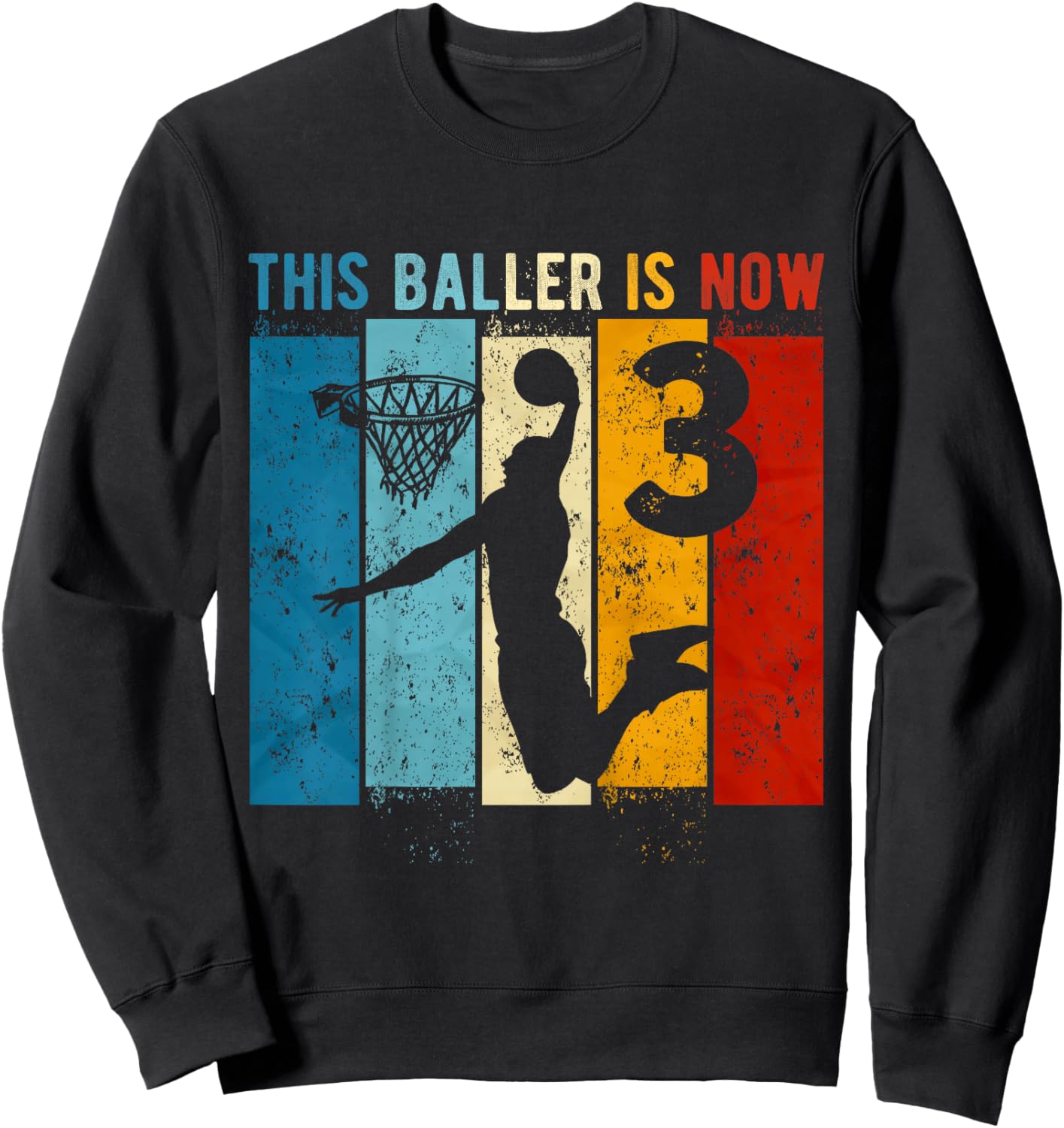 Kids 3 Year Old Basketball 3rd Birthday Boy Sweatshirt - Sweatshirt | Black