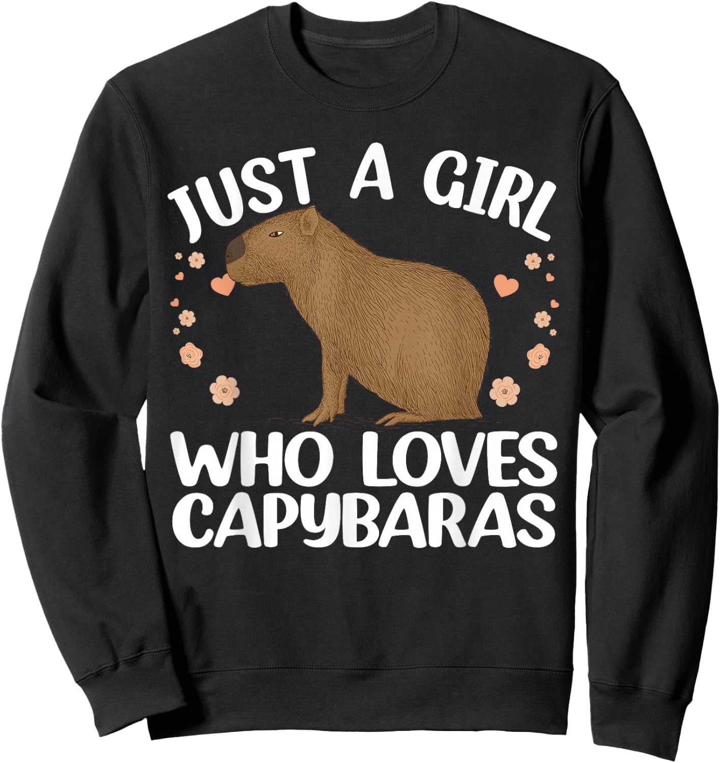 Cool Capybara Design Girls Rodent Animal Capybara Small Sweatshirt - Sweatshirt | Black