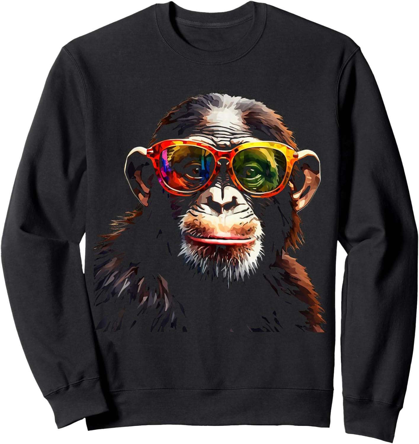 Monkey Sunglasses Animal Zoo Colourful Art Monkey Sweatshirt - Sweatshirt | Black