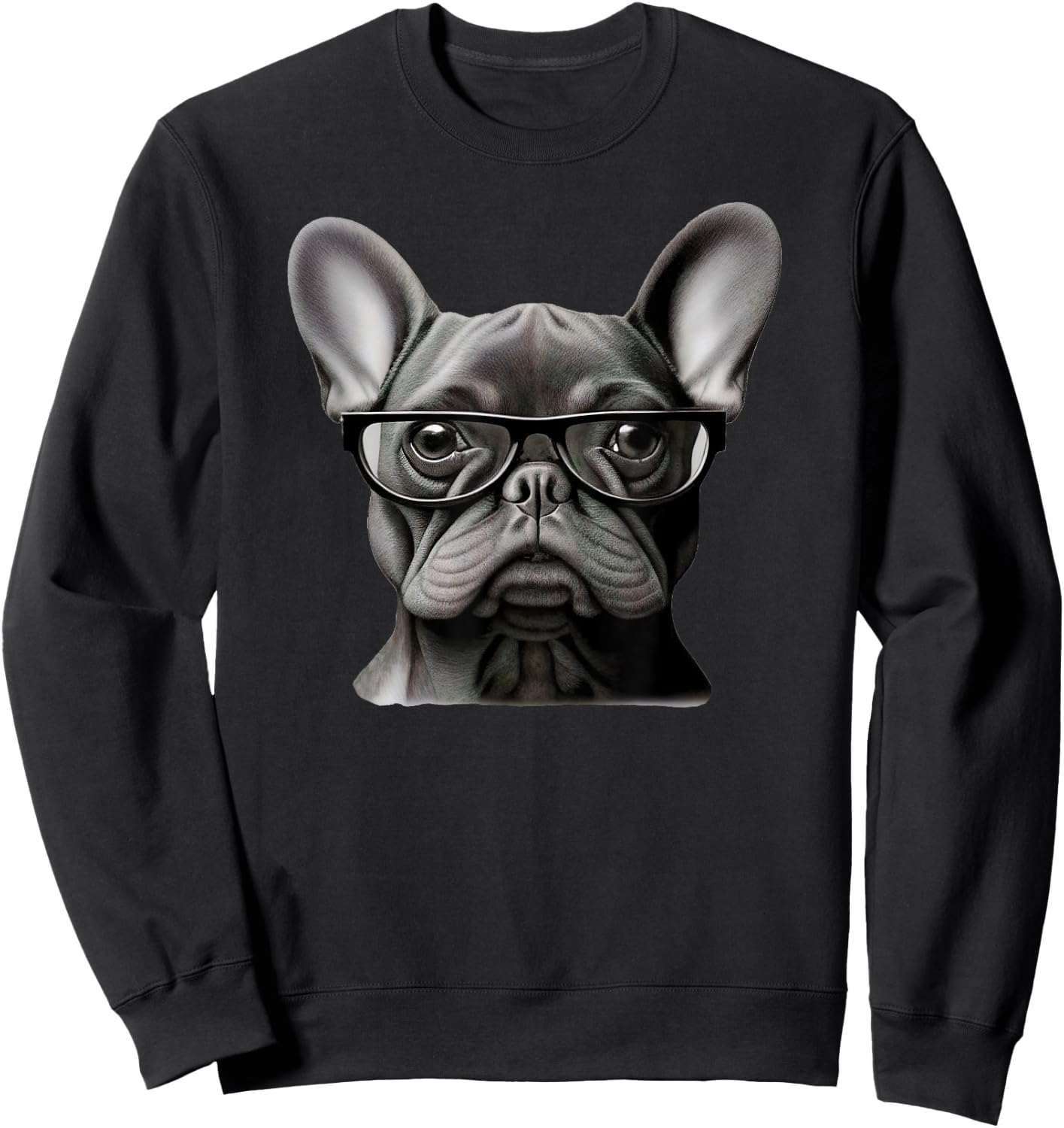 Funny French Bulldog Face Cute Frenchie Mama With Glasses Men Women Girls Kids Sweatshirt - Sweatshirt | Black