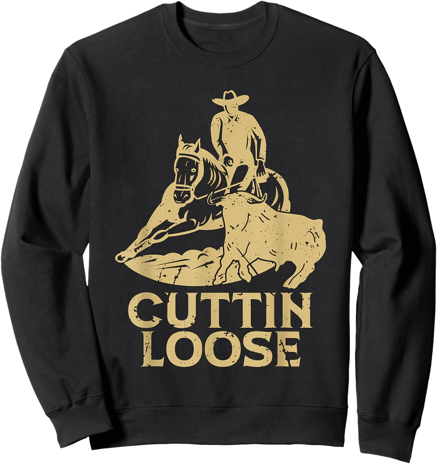 Cuttin Loose Loves Western Horse Riding Cowboy Cutting Horse Sweatshirt - Sweatshirt | Black