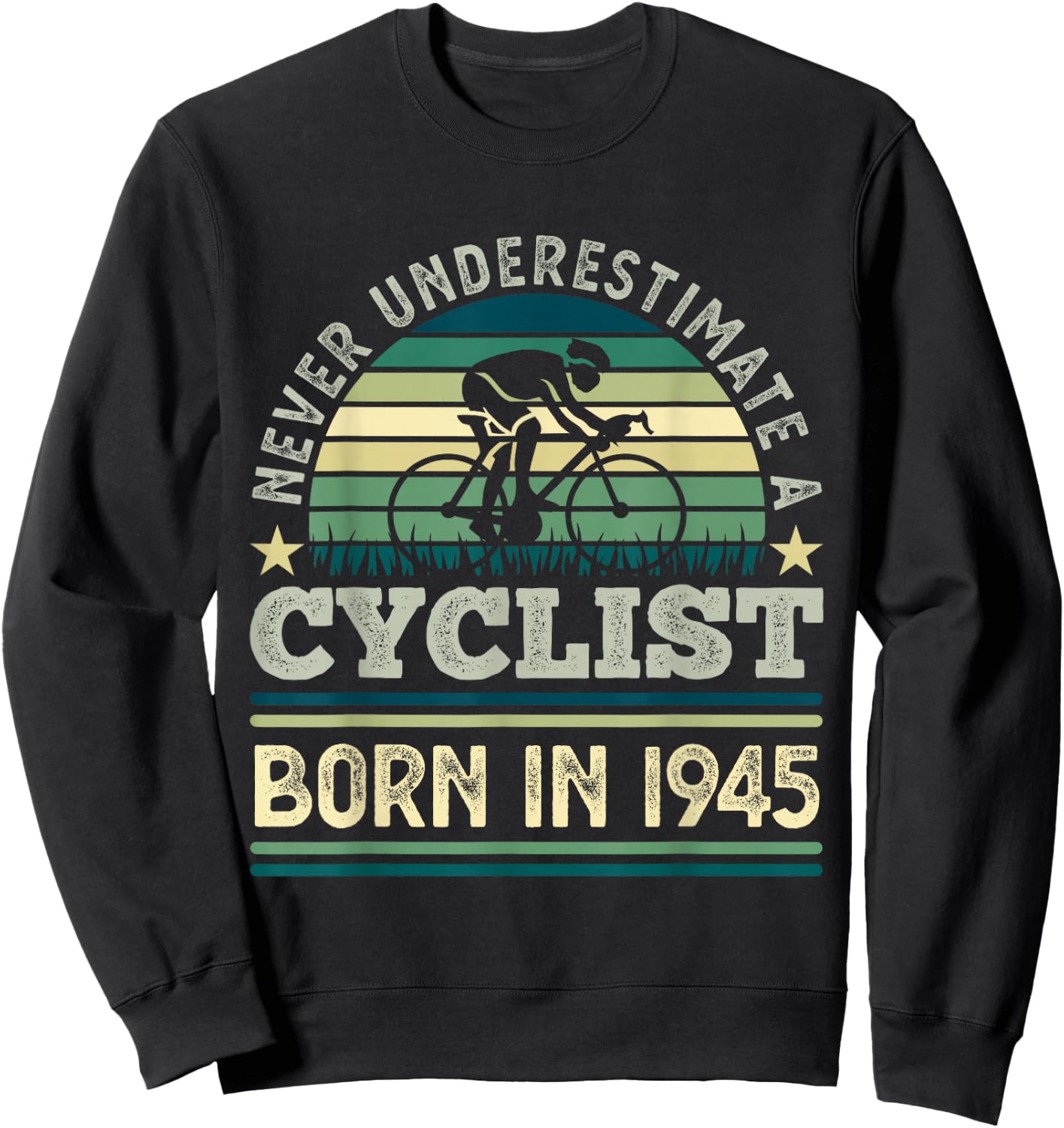 Cyclist born in 1945 80th Birthday Cycling Bicycle Sweatshirt - Sweatshirt | Black