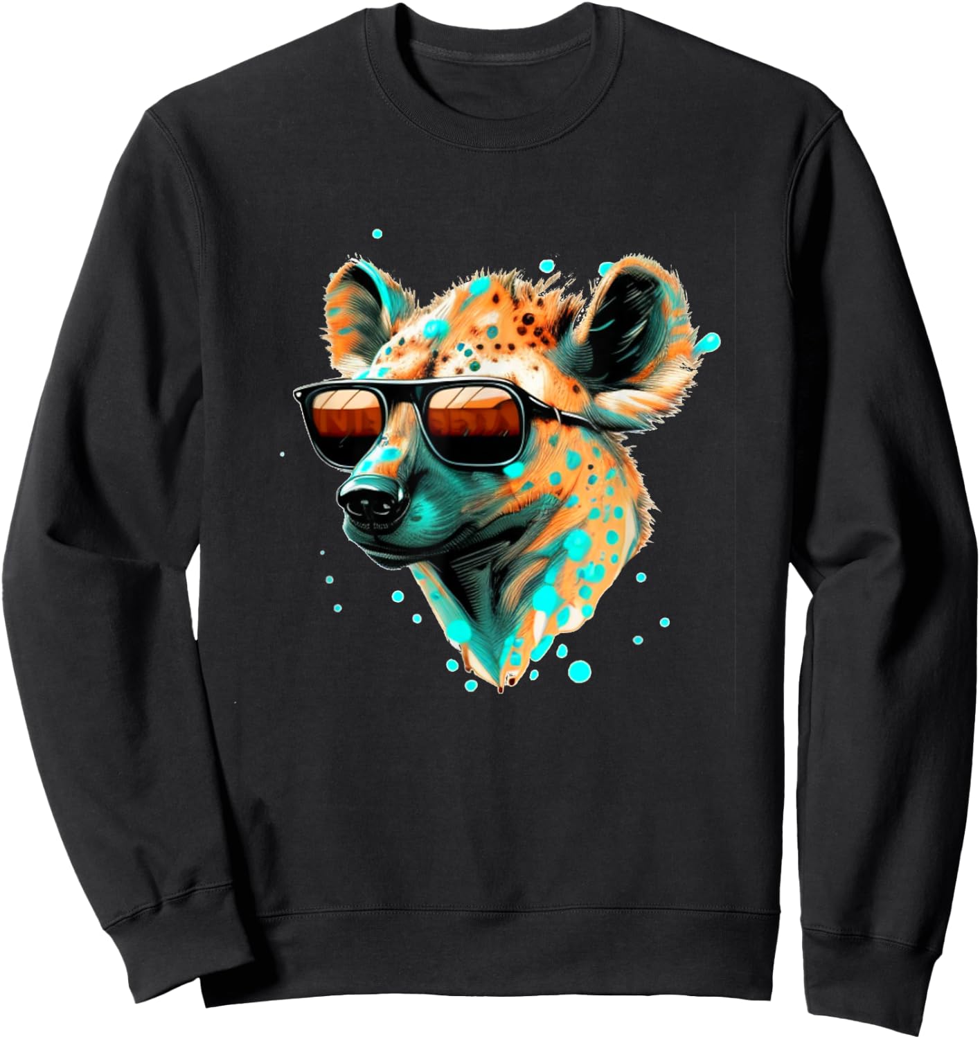 Funny looking Hyena Face with Sunglasses Sweatshirt - Sweatshirt | Black