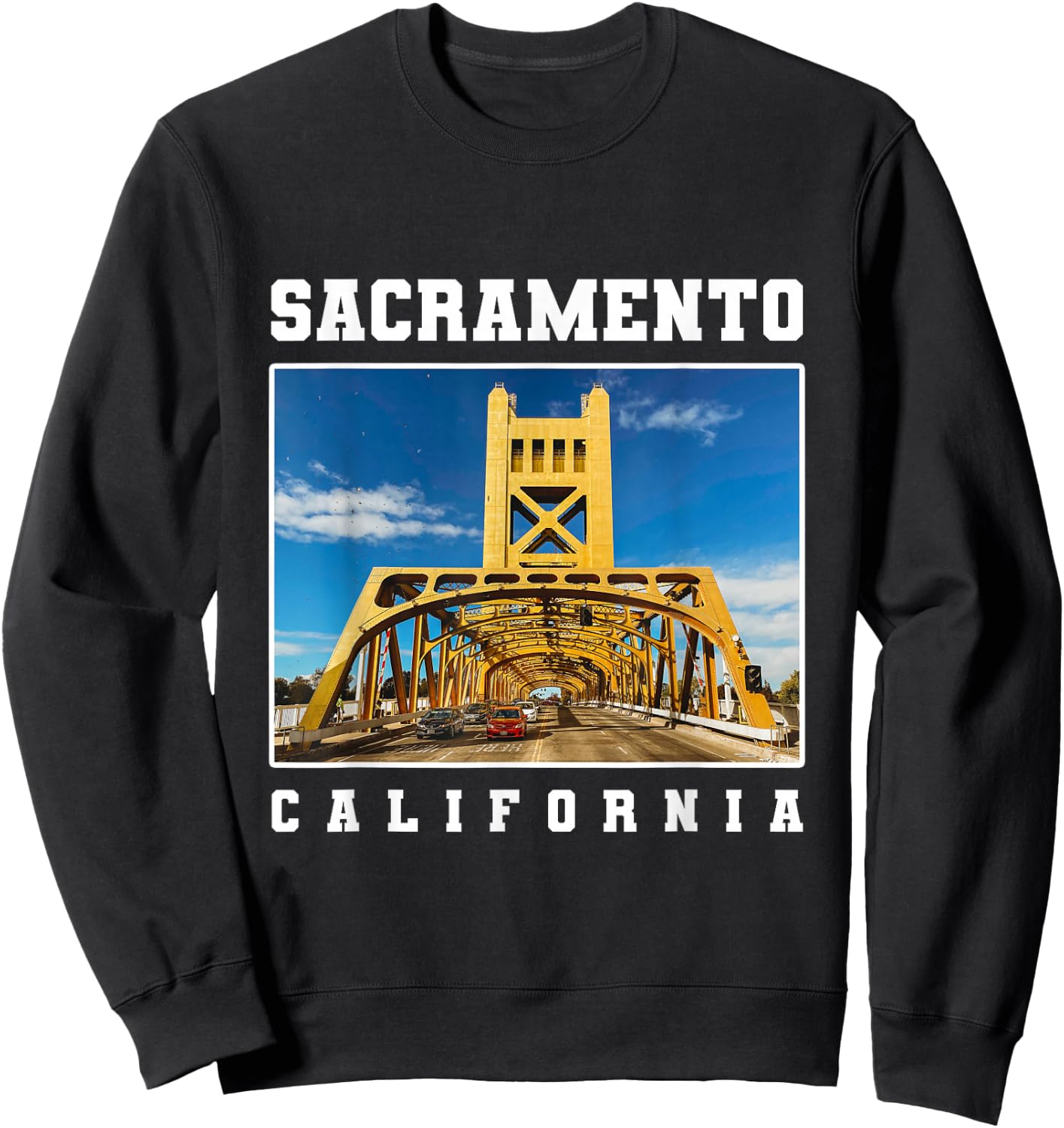 Tower Bridge Sacramento Skyline California Souvenir Sweatshirt - Sweatshirt | Black