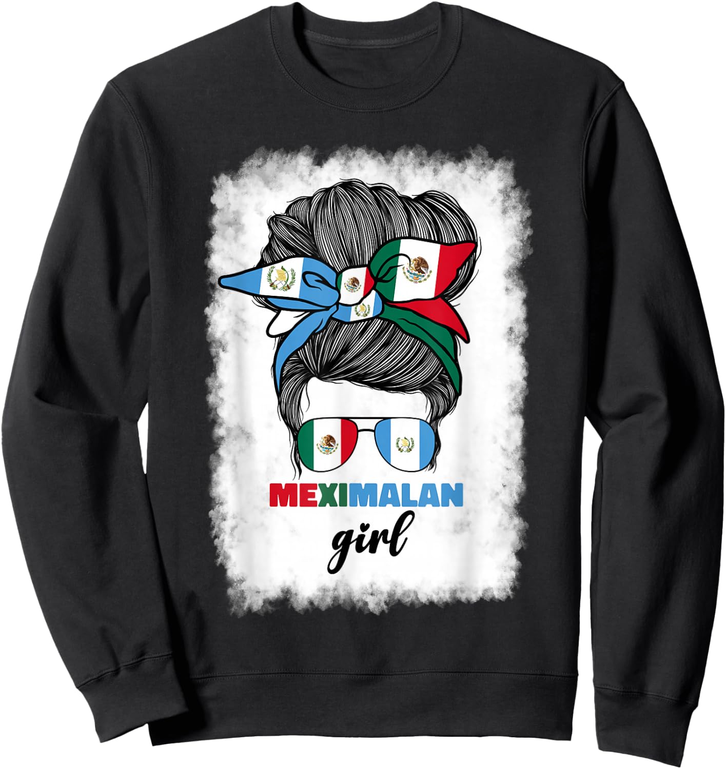 Half Mexican And Guatemalan Mexico Guatemala Flag Girl Women Sweatshirt - Sweatshirt | Black