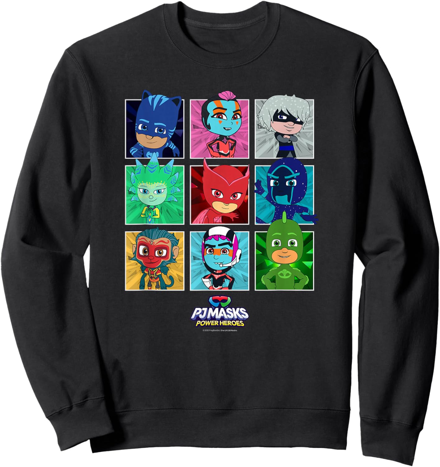 PJ Masks Group Shot Panel Characters Boxed Up Sweatshirt - Sweatshirt | Black