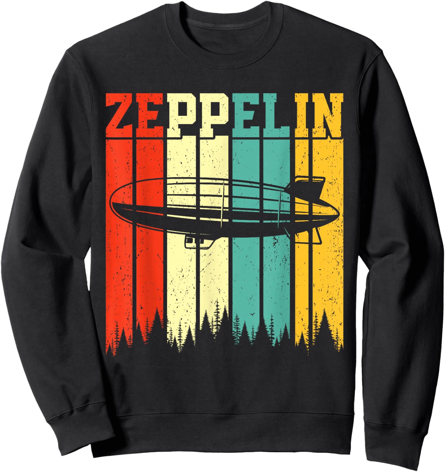 Retro Zeppelin 70s 80s Dirigible Airship Zepelin Zepplin Sweatshirt - Sweatshirt | Black