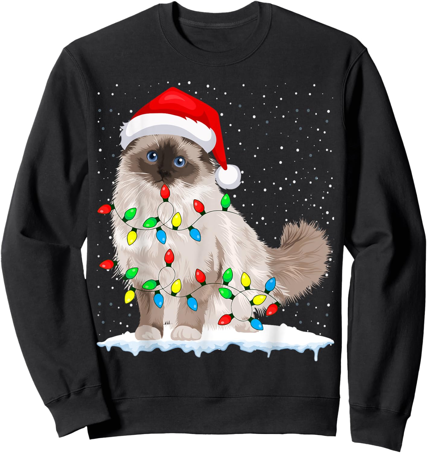 Ragdoll Cat Christmas Lights Xmas Cat Lover Sweatshirt - Sweatshirt | Black