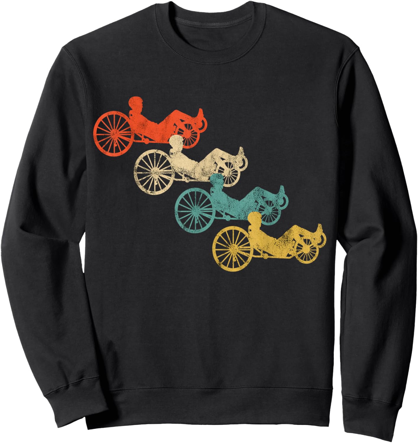 Retro Vintage Recumbent Bike Cyclist Recumbent Trike Cycling Sweatshirt - Sweatshirt | Black