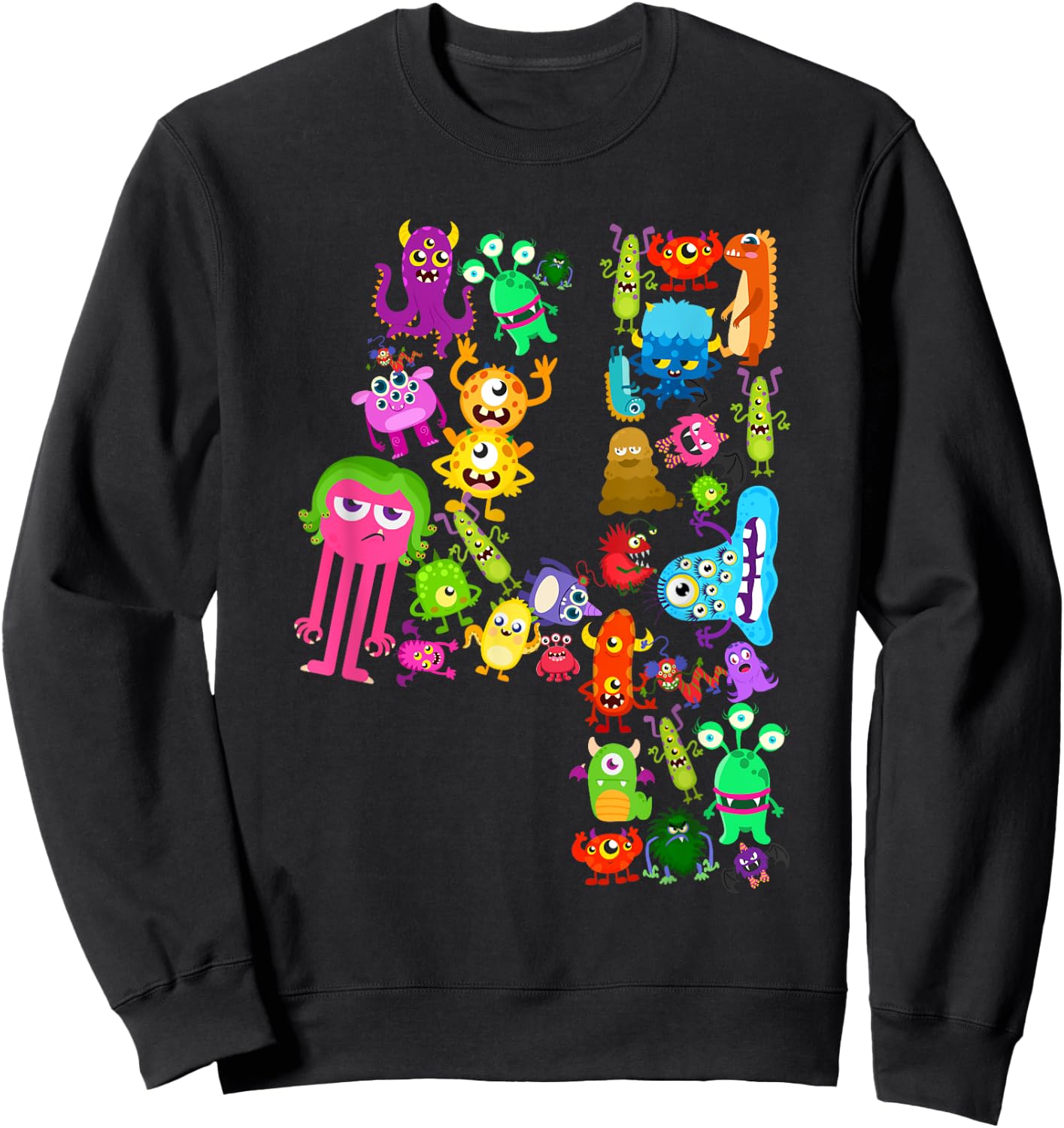 Little Monster 4 Four Years Kids 4th Birthday Party Monsters Sweatshirt - Sweatshirt | Black