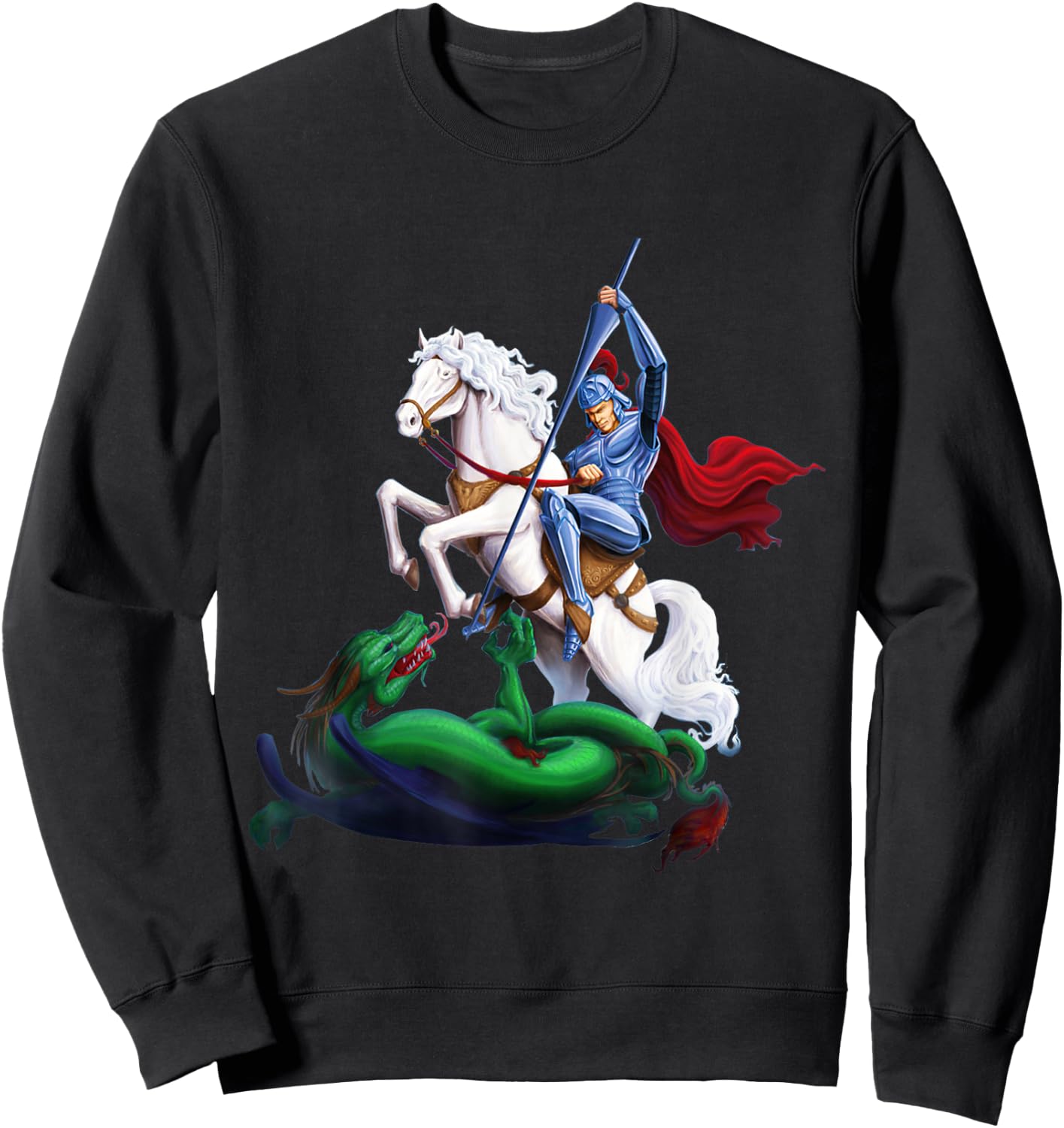 St. George and the Dragon England Catholic Saints Pray Sweatshirt - Sweatshirt | Black