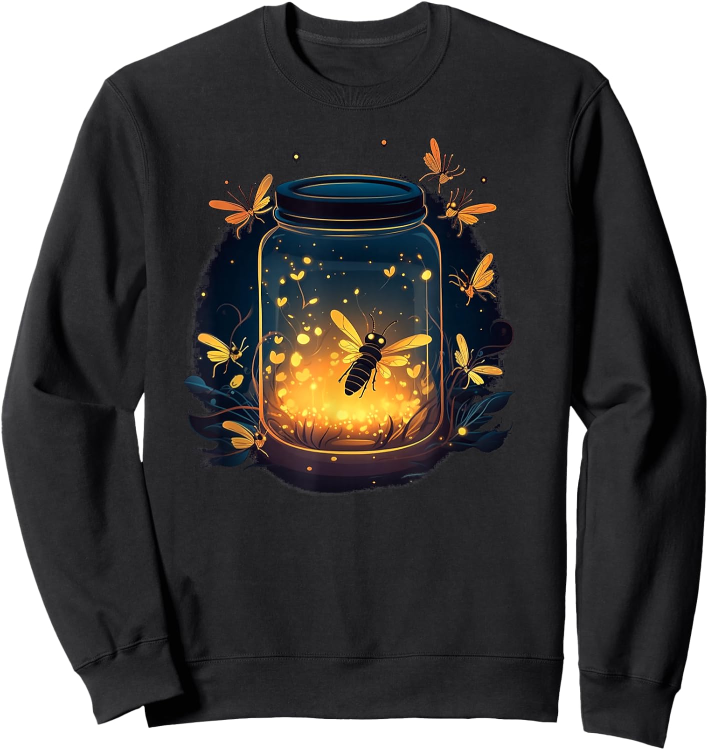 Glowing Fireflies in Jar Sweatshirt - Sweatshirt | Black