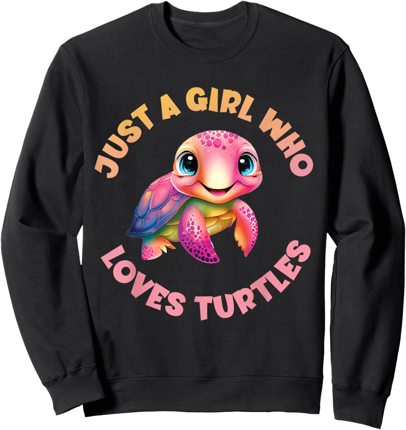 Girl's Cute Sea Turtle Kawaii Just A Girl Who Loves Turtles Sweatshirt - Sweatshirt | Black