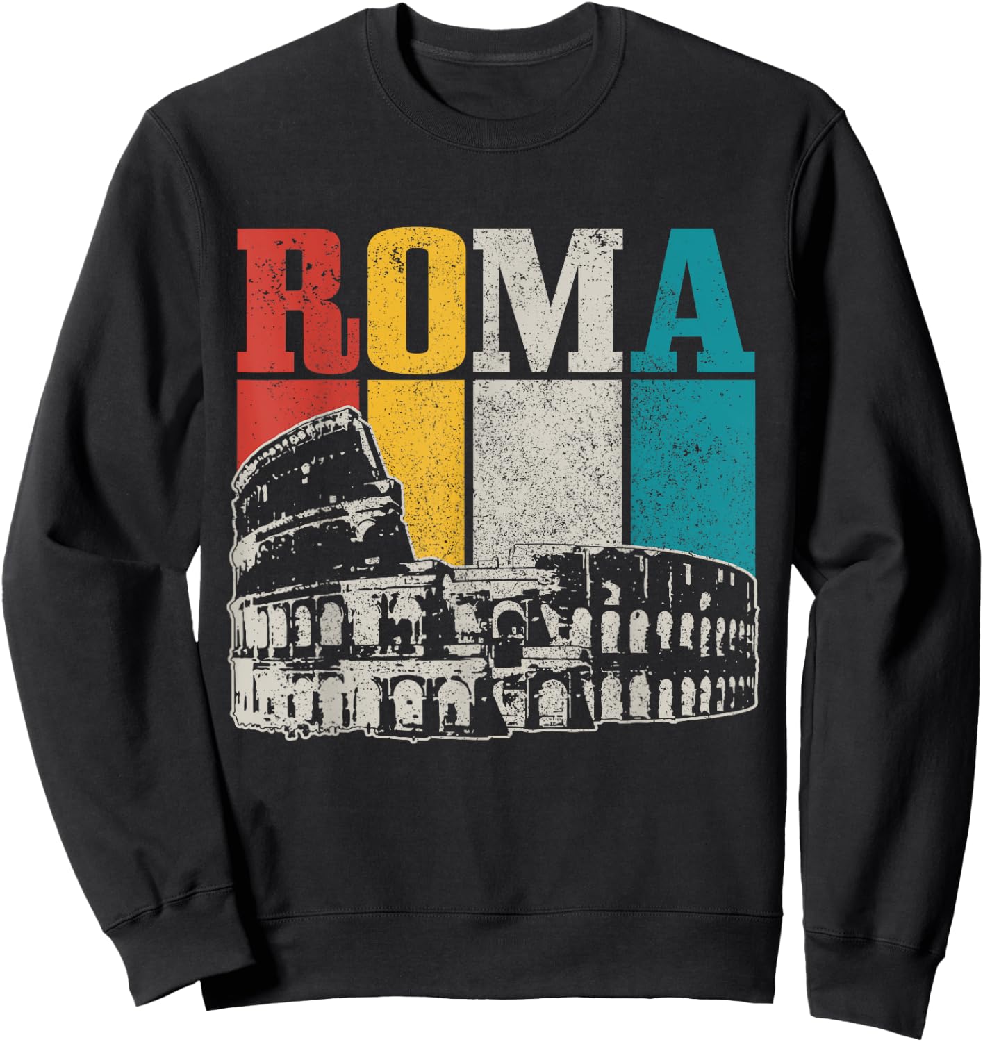 Rom Italy Roma Italia Colosseum Vintage Italian Sweatshirt - Sweatshirt | Black