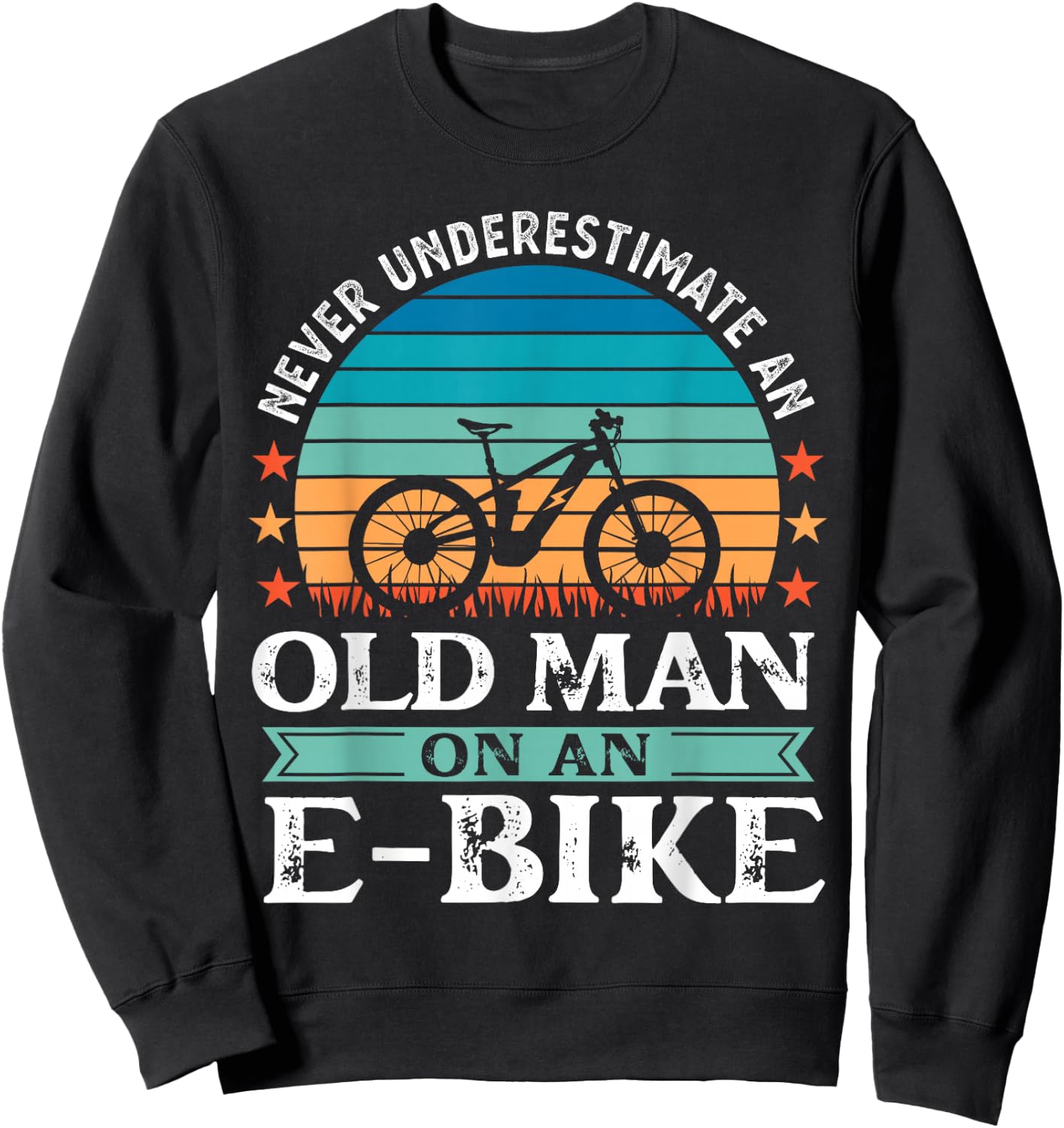 Old Man on an EBike Bicycle EMTB E-Bike Funny Retirement Sweatshirt - Sweatshirt | Black