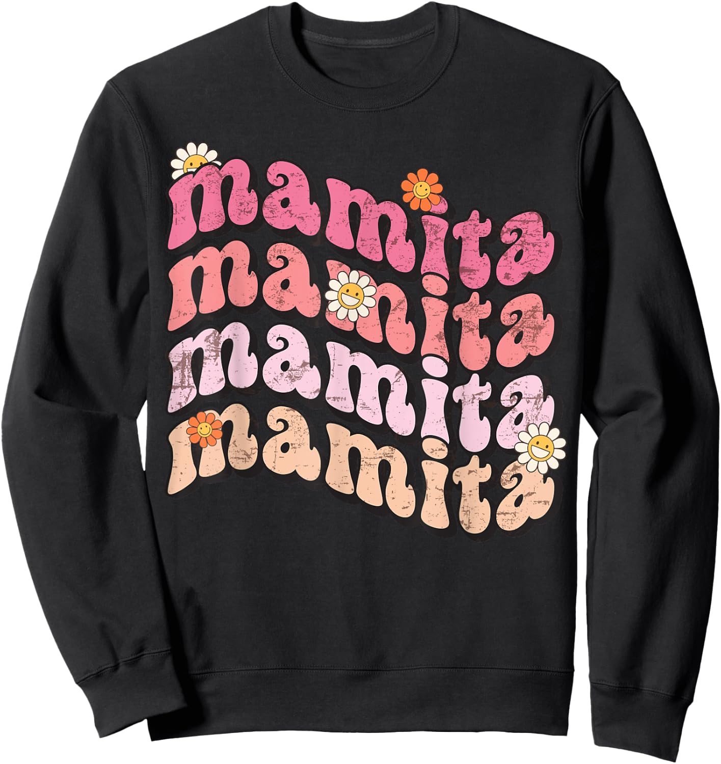 Retro Hippy Groovy Mamita , Fall Autumn Mamita Groovy Sweatshirt - Sweatshirt | Black