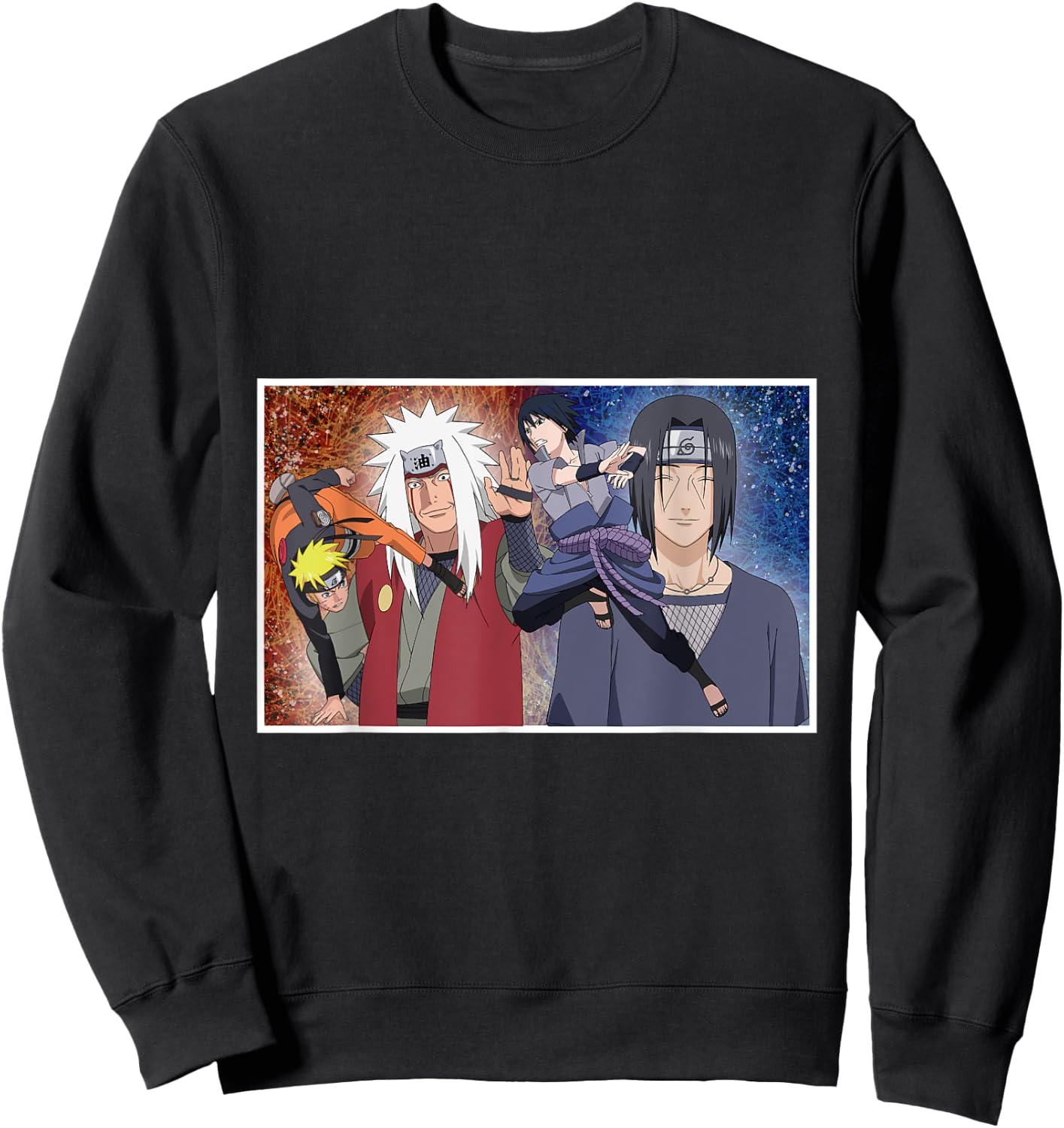 Naruto Shippuden Uzumaki & Sasuke Fighting Jiraiya Itachi Sweatshirt - Sweatshirt | Black