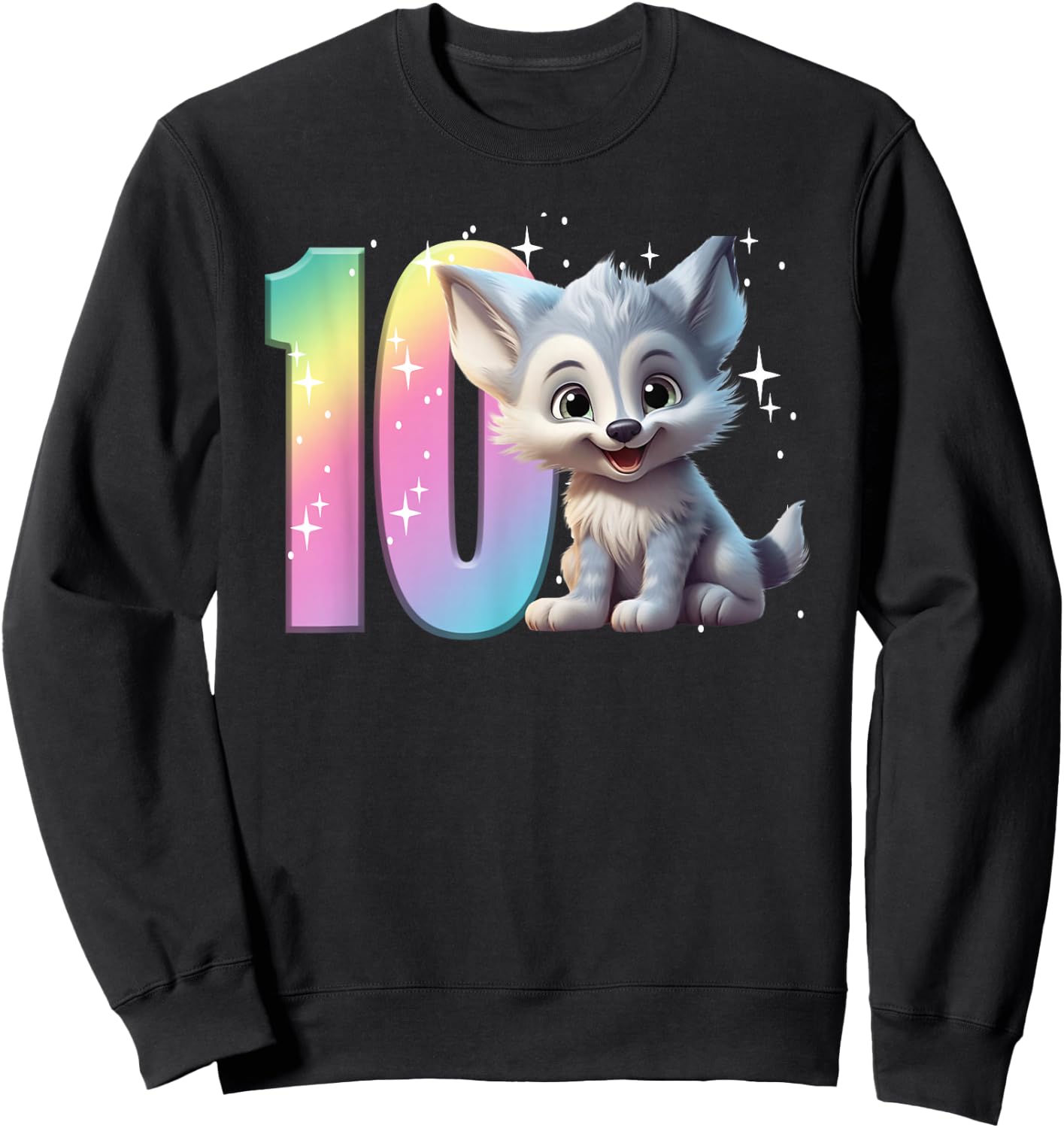 10th Birthday Wolf Shirt Birthday Girl Double Digits Wolves Sweatshirt - Sweatshirt | Black