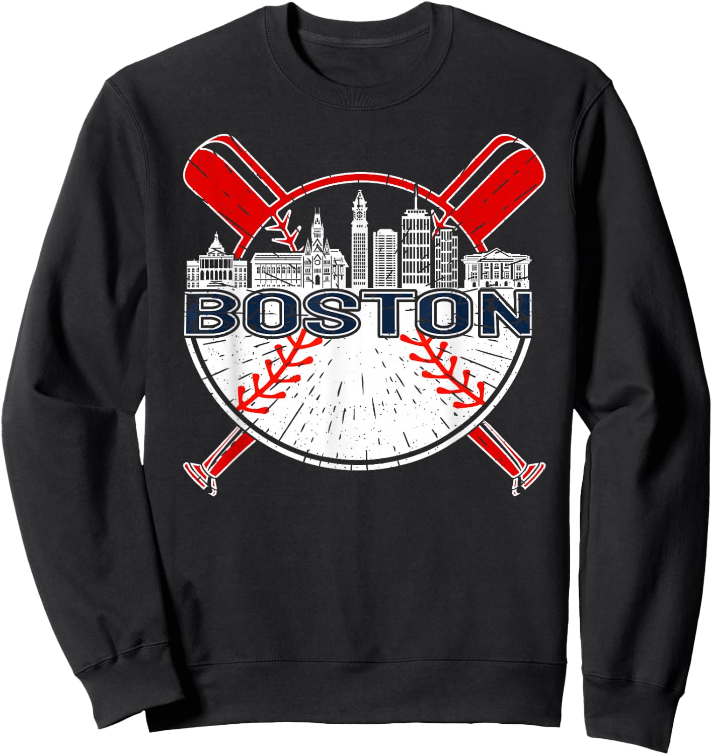 Softball Vintage Boston Baseball Sweatshirt - Sweatshirt | Black