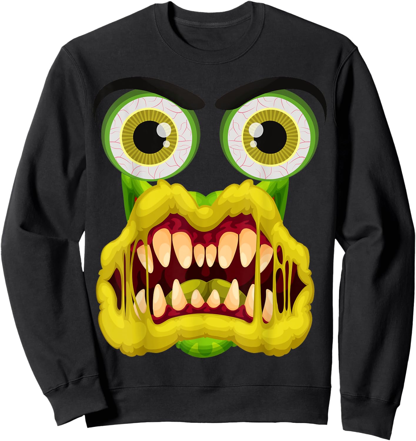 Men's Women's Cute Monster Face Halloween Costume Sweatshirt - Sweatshirt | Black