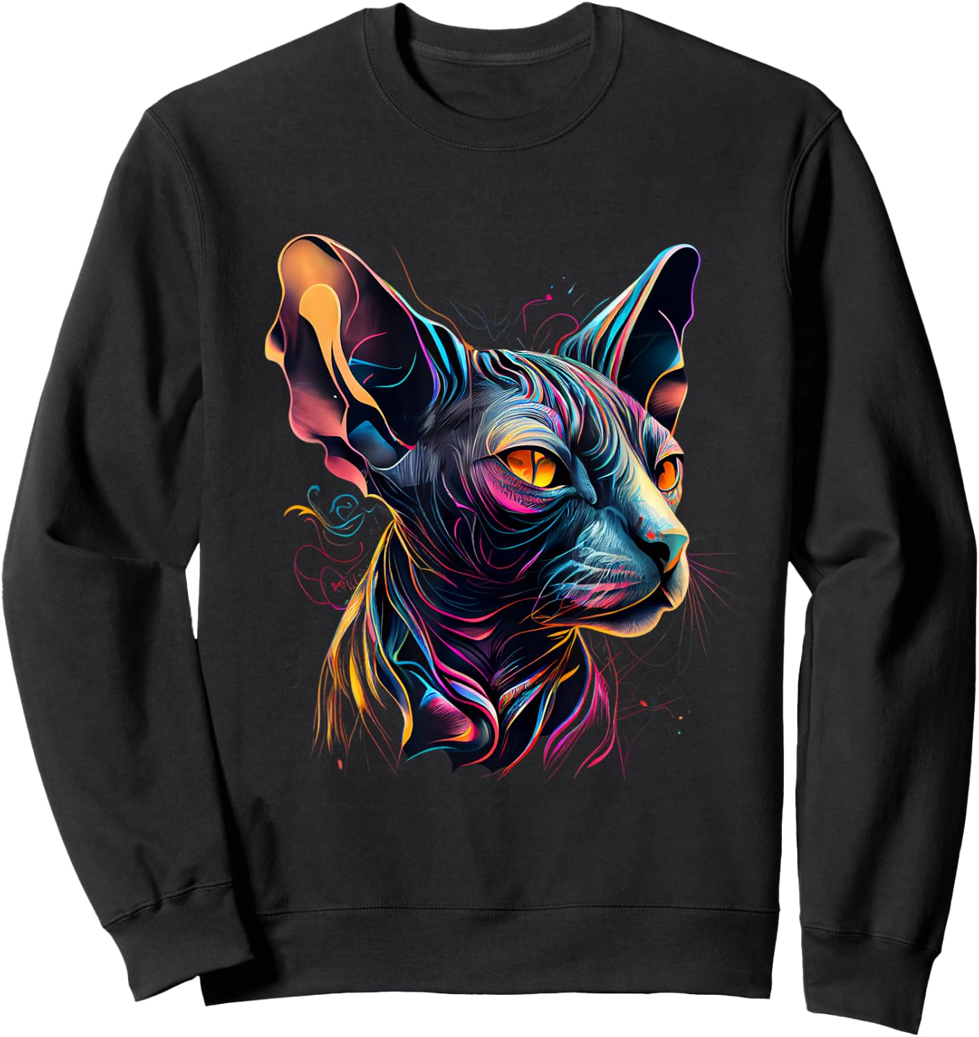 Sphynx Cat Lovers Colorful Pop Art Syphnx Cat Men Women Girls Kids Sweatshirt - Sweatshirt | Black