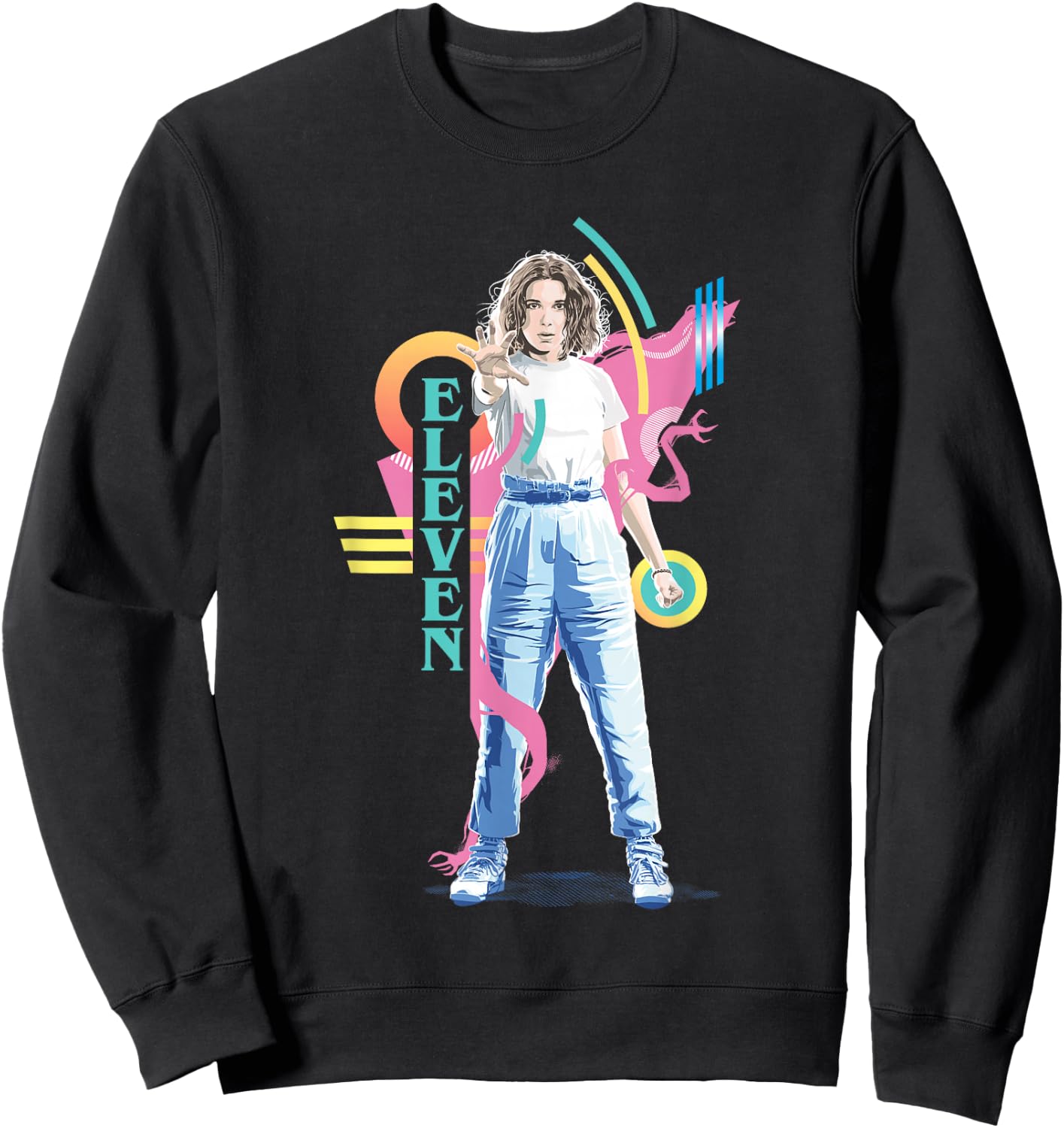 Stranger Things Vintage Retro Eleven Superpowered 80's Icon Sweatshirt - Sweatshirt | Black