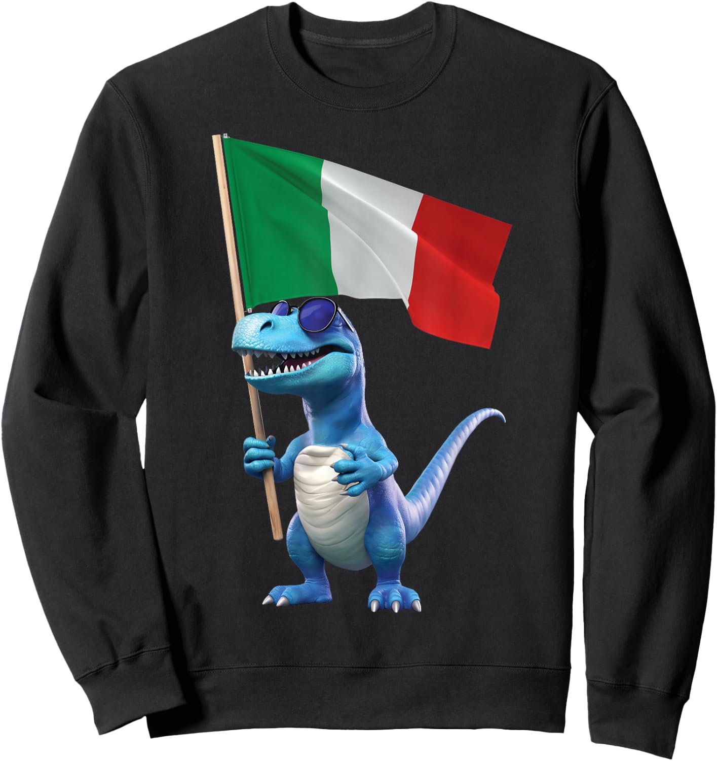 Italy Flag Dinosaur Italian Italia Rome Pizza Kids Trex Sweatshirt - Sweatshirt | Black
