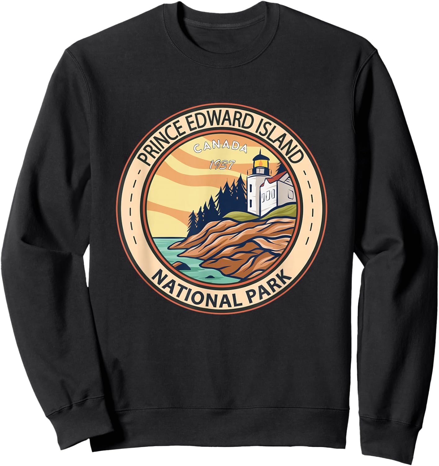 Prince Edward Island National Park Canada Vintage Emblem Sweatshirt - Sweatshirt | Black