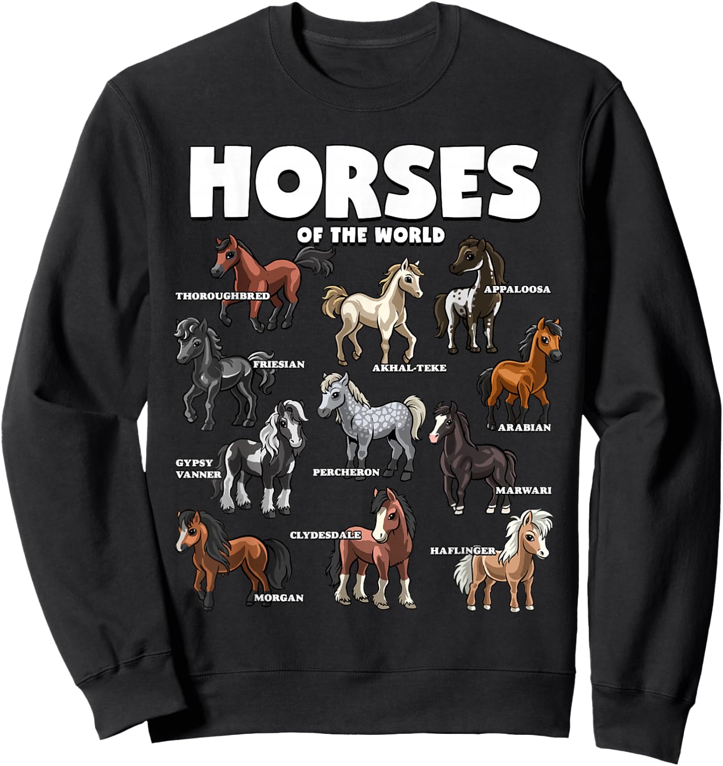 Horse Shirt Horses Animals of the World Horse Lover Cowboy Sweatshirt - Sweatshirt | Black