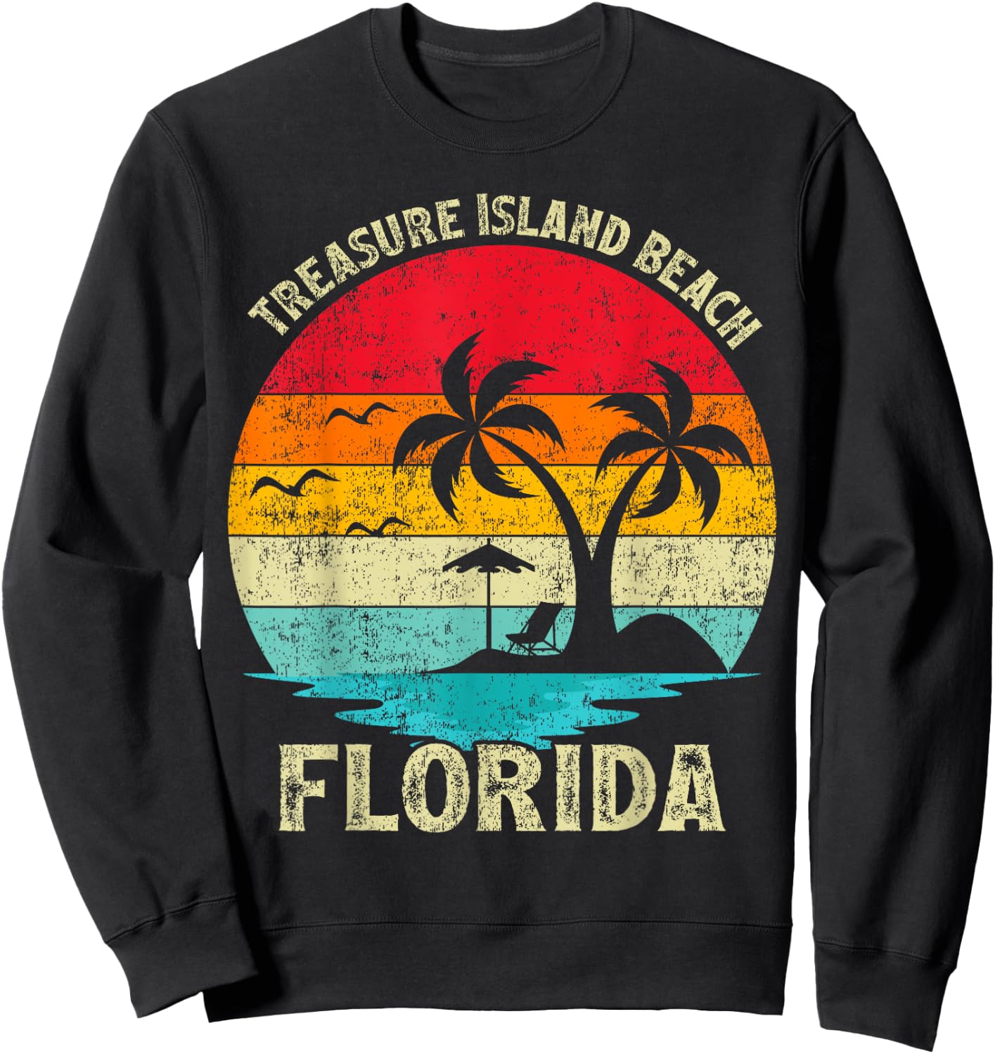 Family Vacation Vintage Retro Florida Treasure Island Beach Men Women Girls Kids Sweatshirt - Sweatshirt | Black