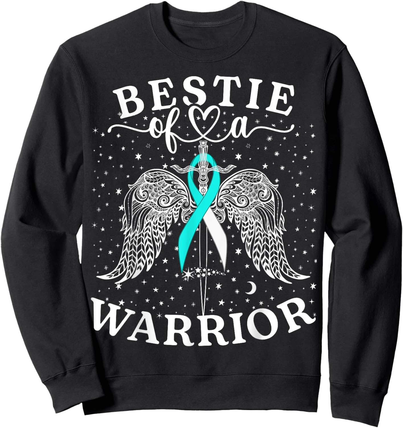 Bestie Of A Warrior Cervical Cancer Awareness Support Squad Sweatshirt - Sweatshirt | Black