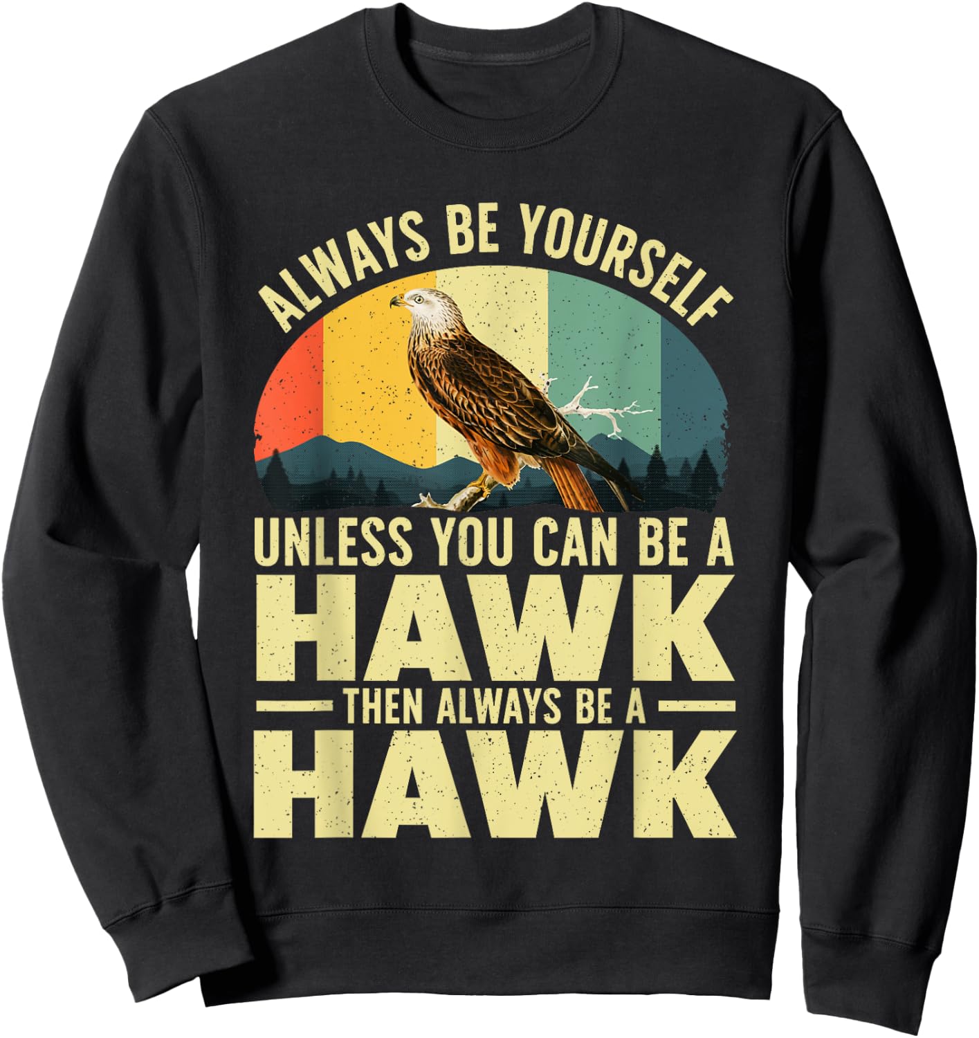 Funny Hawk Art Women Kids Falcon Raptor Bird Lover Sweatshirt - Sweatshirt | Black