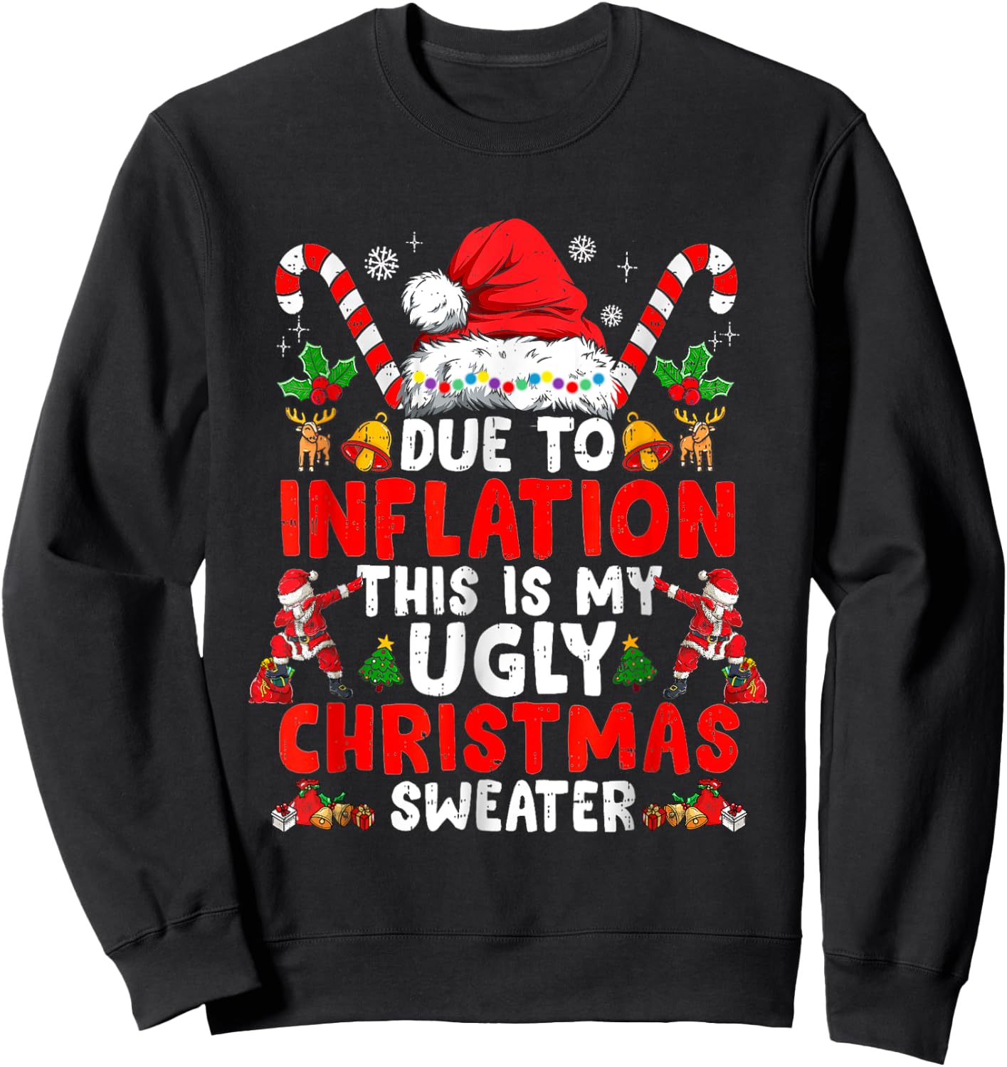 Due To Inflation This Is My Ugly Sweater Family Funny Christ Sweatshirt - Sweatshirt | Black