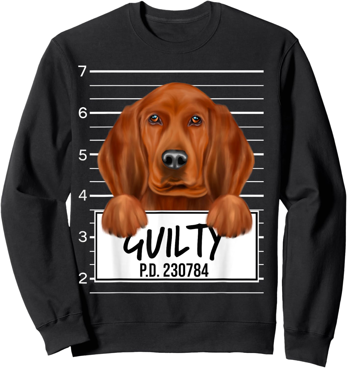 Funny Redbone Coonhound Mugshot Guilty Dog Men Women Kids Sweatshirt - Sweatshirt | Black